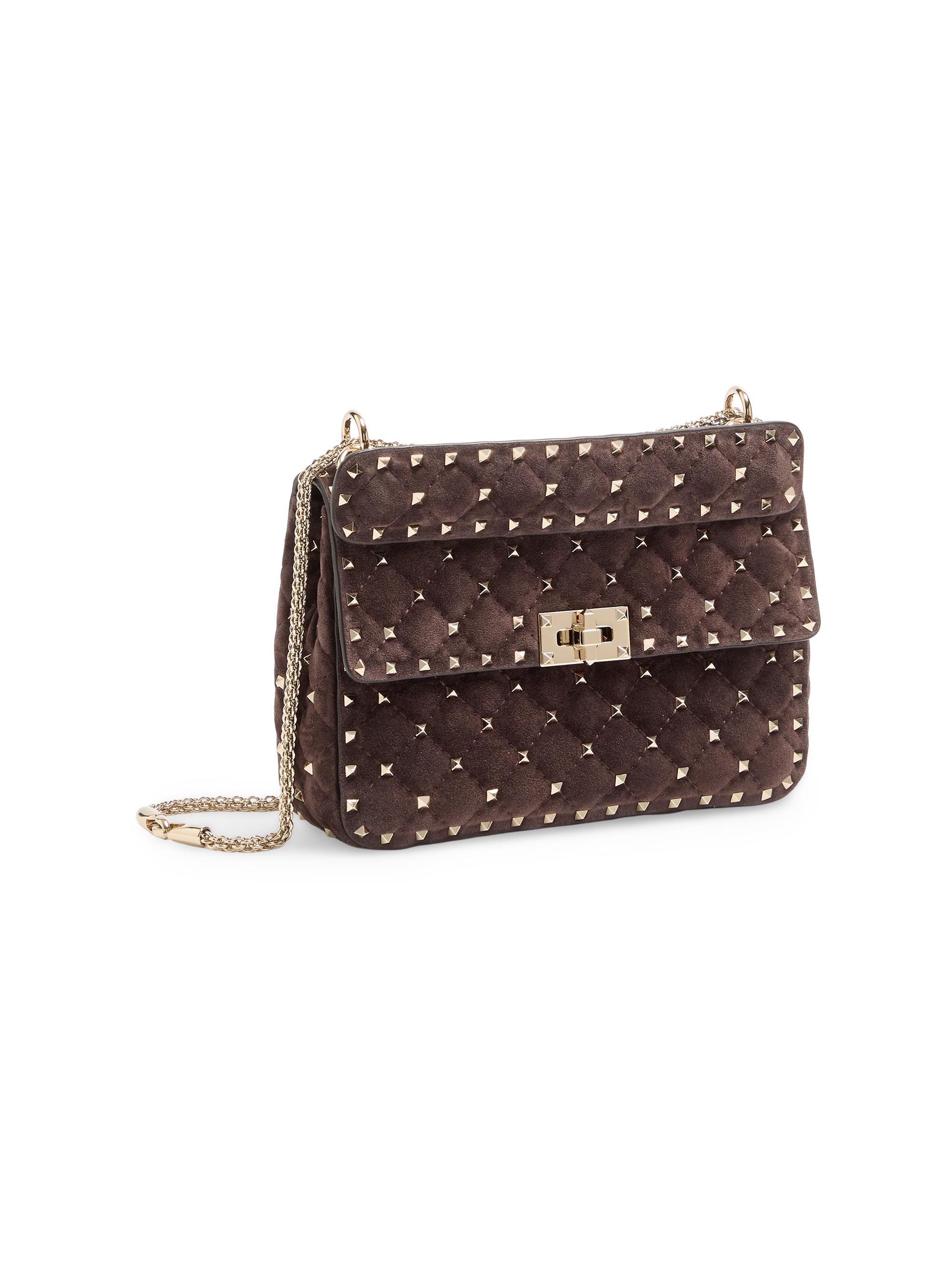Valentino Garavani Women's Rockstud Spike  Suede Shoulder Bag - Ebony | Thumbnail 2