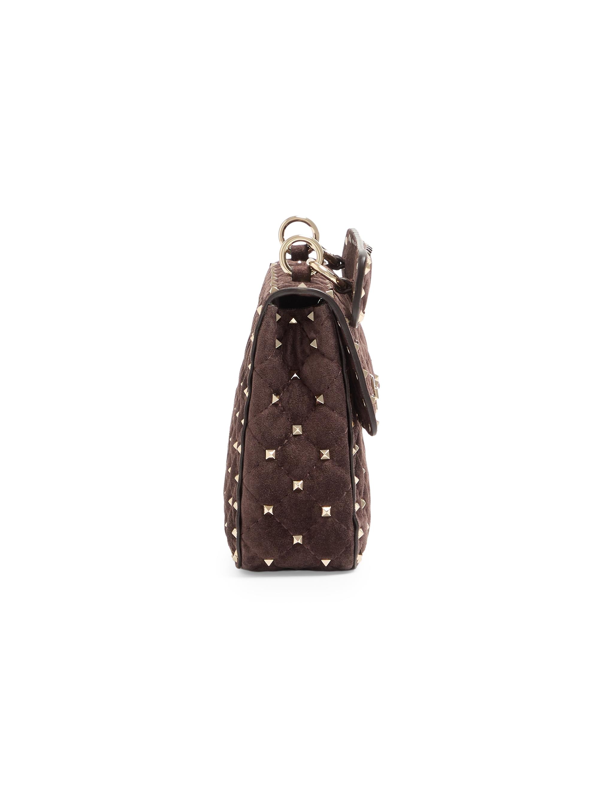 Valentino Garavani Women's Rockstud Spike  Suede Shoulder Bag - Ebony | Thumbnail 3