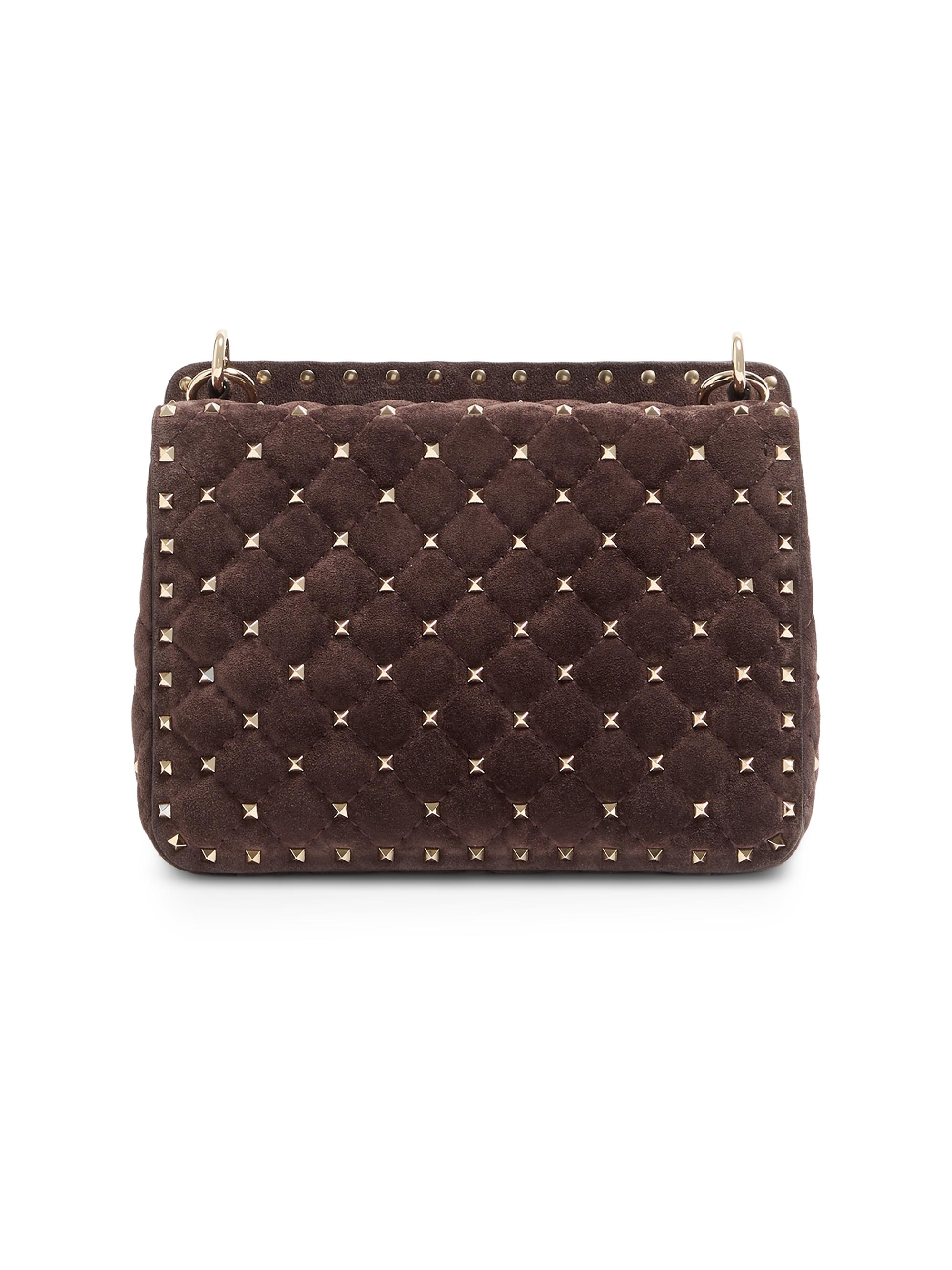 Valentino Garavani Women's Rockstud Spike  Suede Shoulder Bag - Ebony | Thumbnail 4