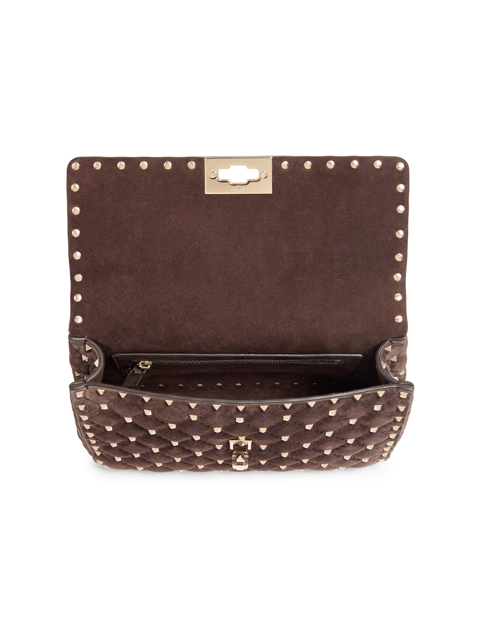 Valentino Garavani Women's Rockstud Spike  Suede Shoulder Bag - Ebony | Thumbnail 5