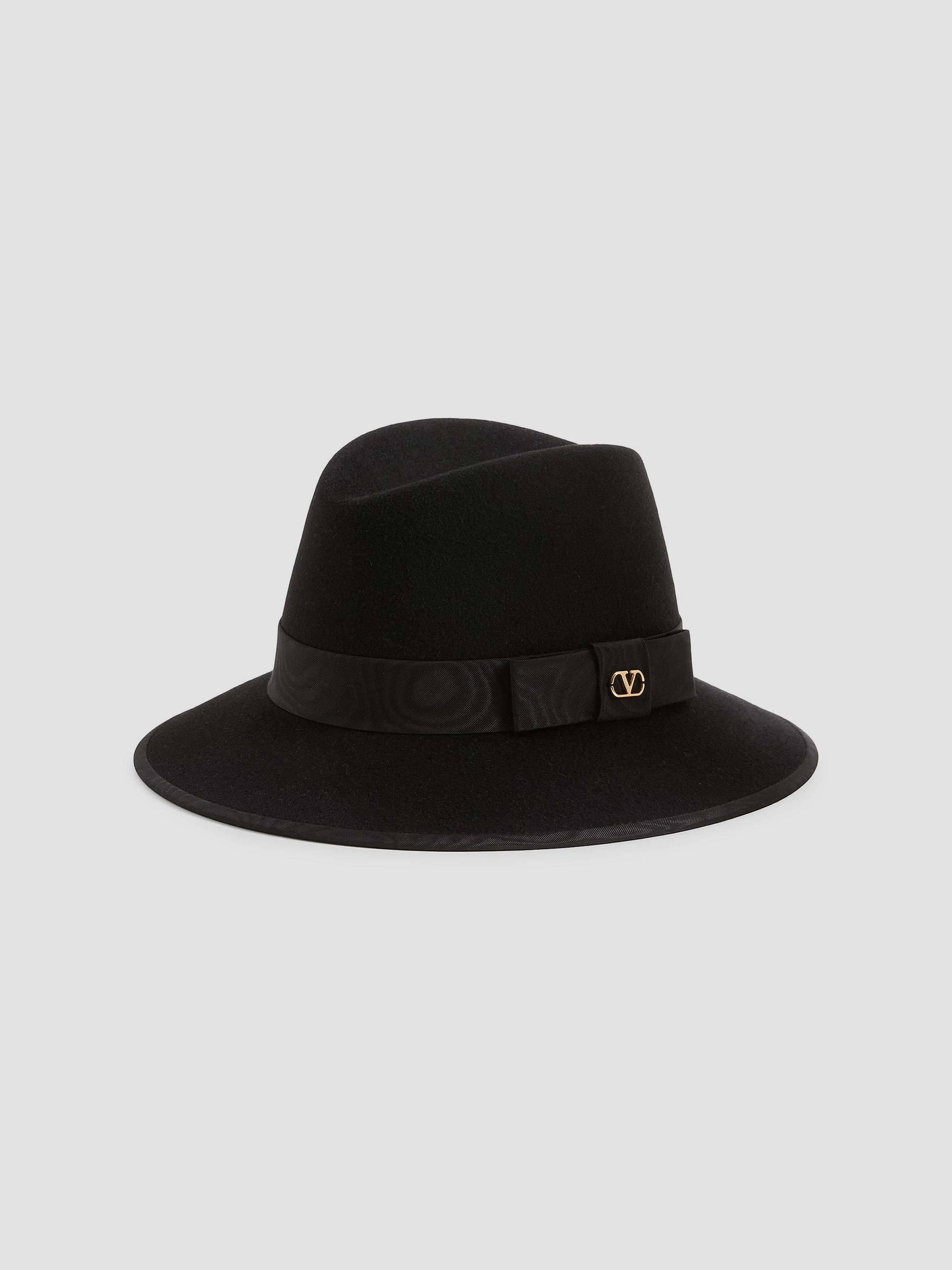 Valentino Garavani VLogo Signature Felt Hat with Moiré Ribbon