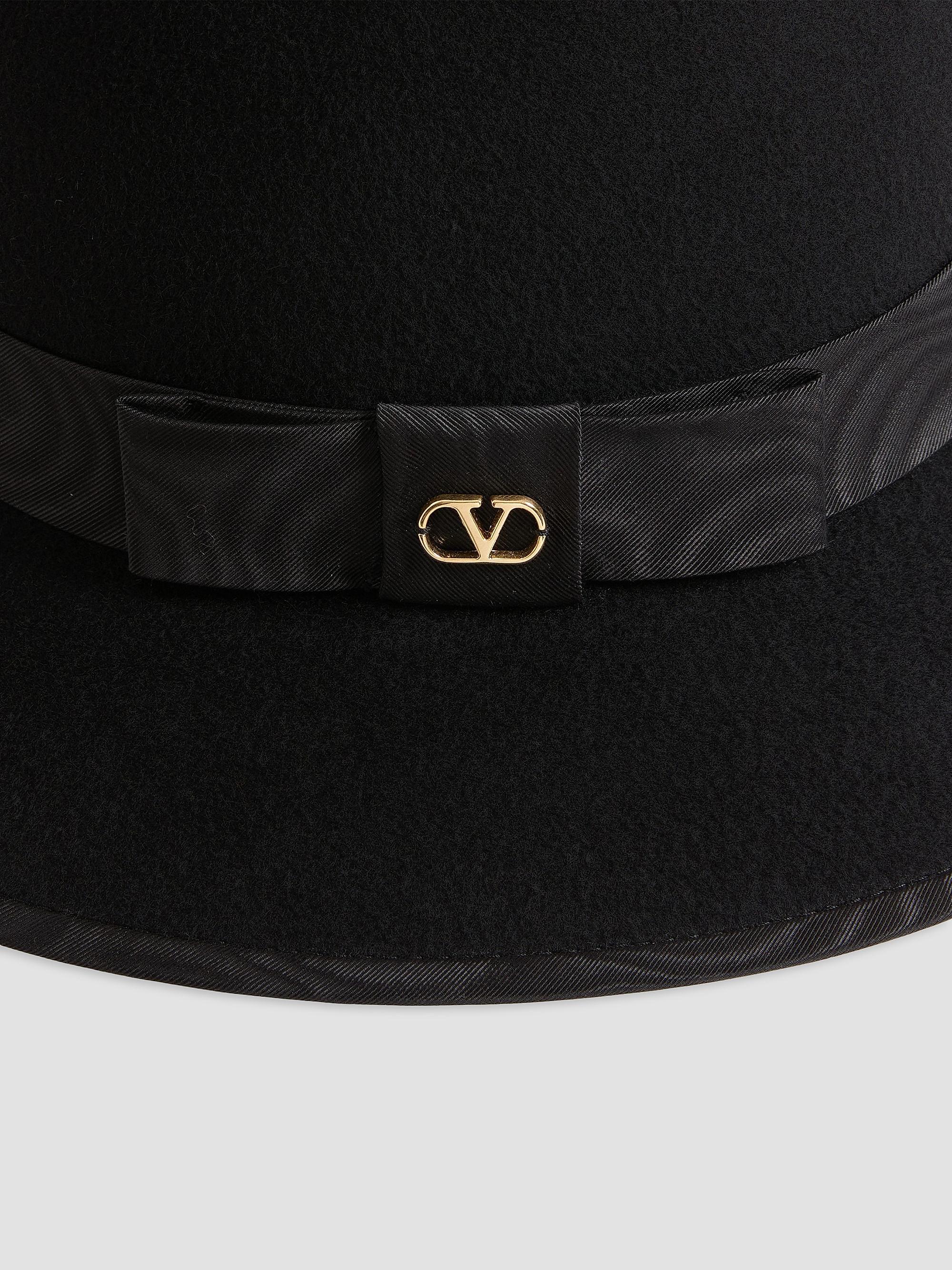 Valentino Garavani VLogo Signature Felt Hat with Moiré Ribbon