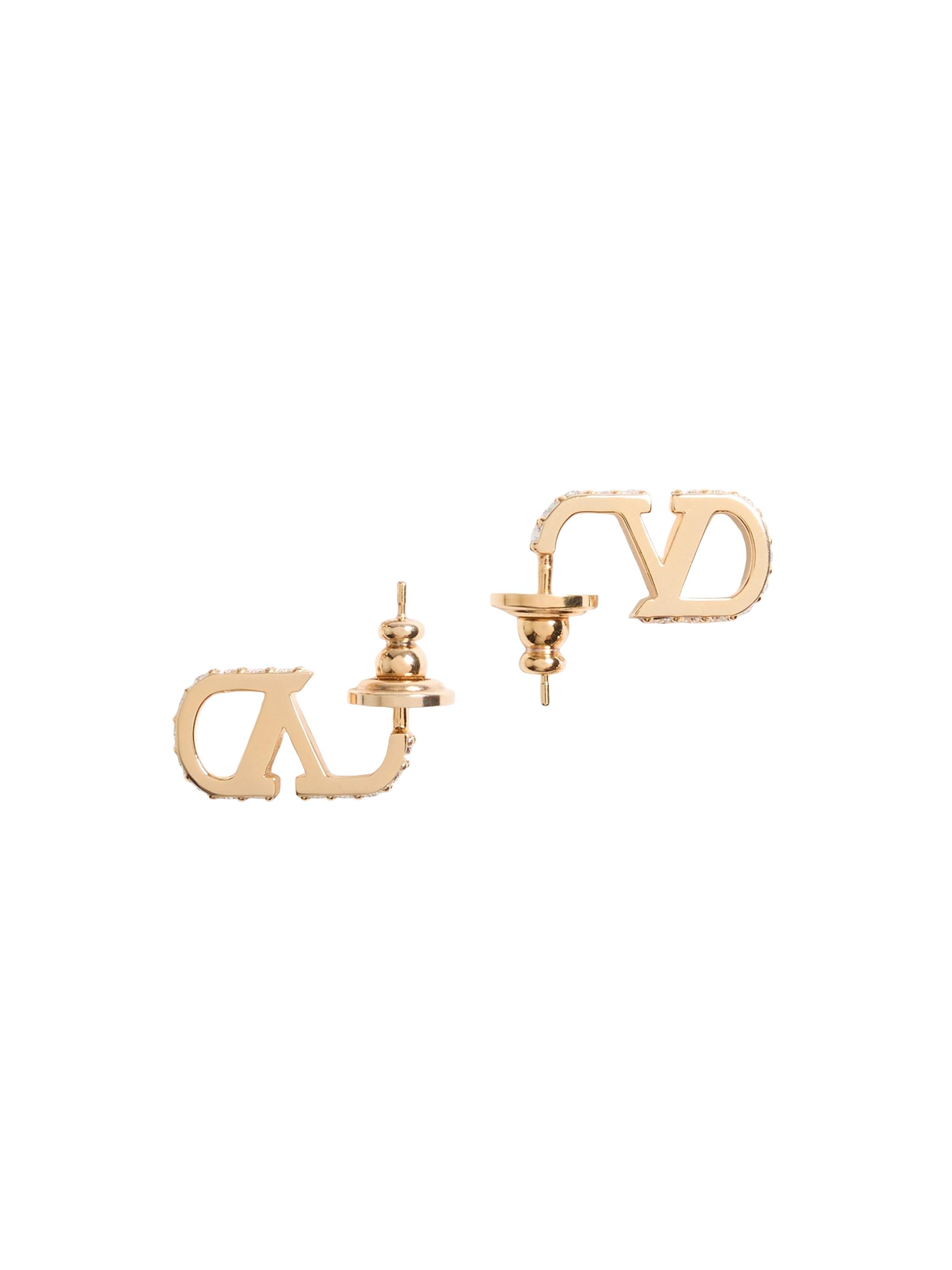 Valentino Garavani Women's VLogo Signature Metal and Swarovski Crystal Earrings - Gold Crystal