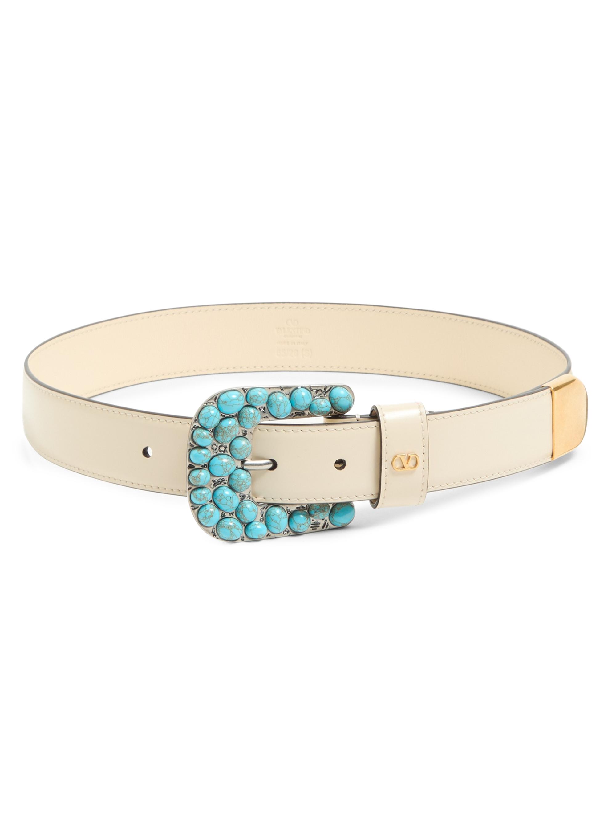 Valentino Garavani Women's VLogo Signature Brushed Calfskin Belt 30 MM - Butter - Women's Accessories