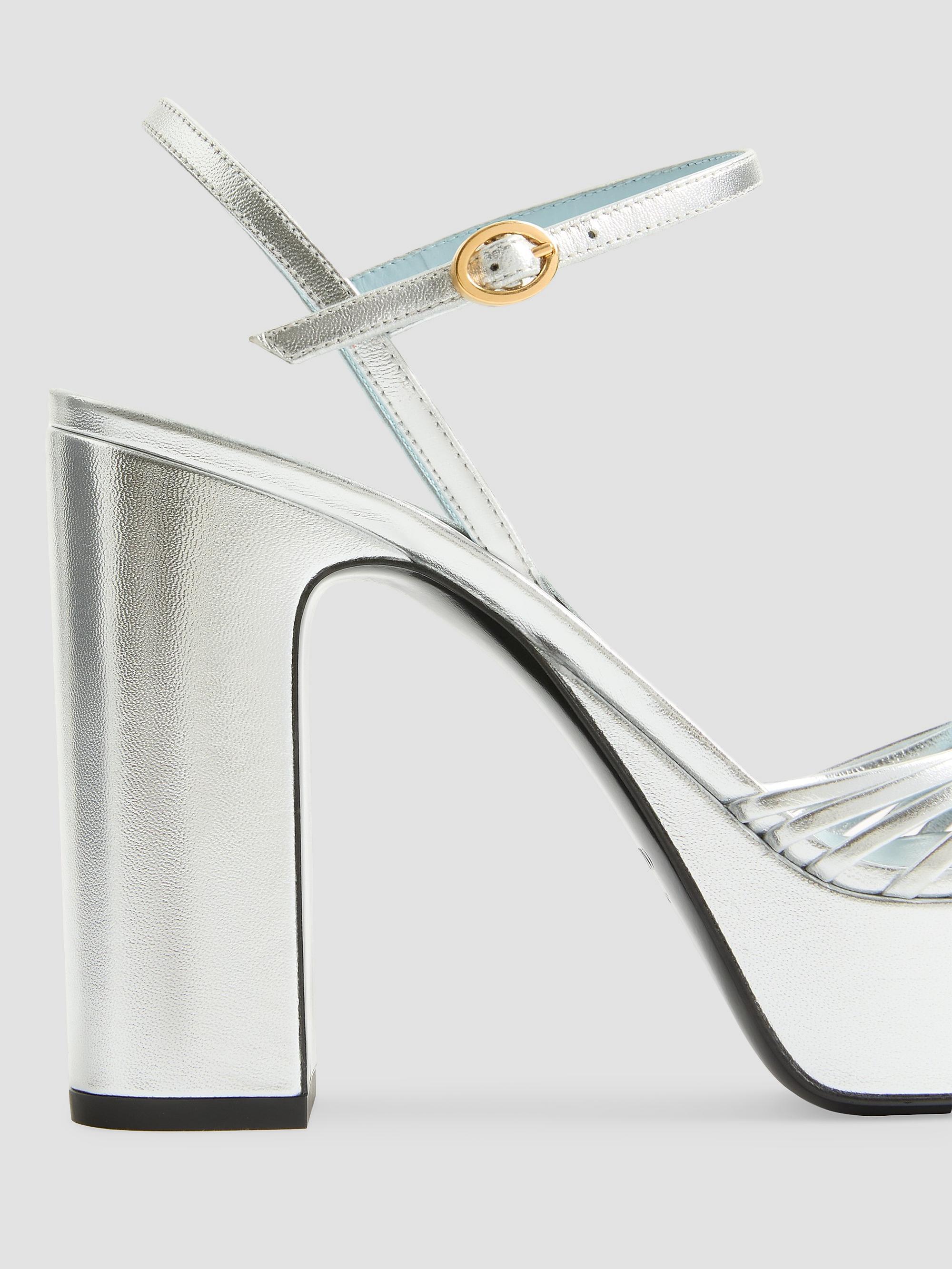 Valentino Garavani Women's Coeur Royal 115MM Platform Sandals in Laminated Nappa - Silver | Thumbnail 6