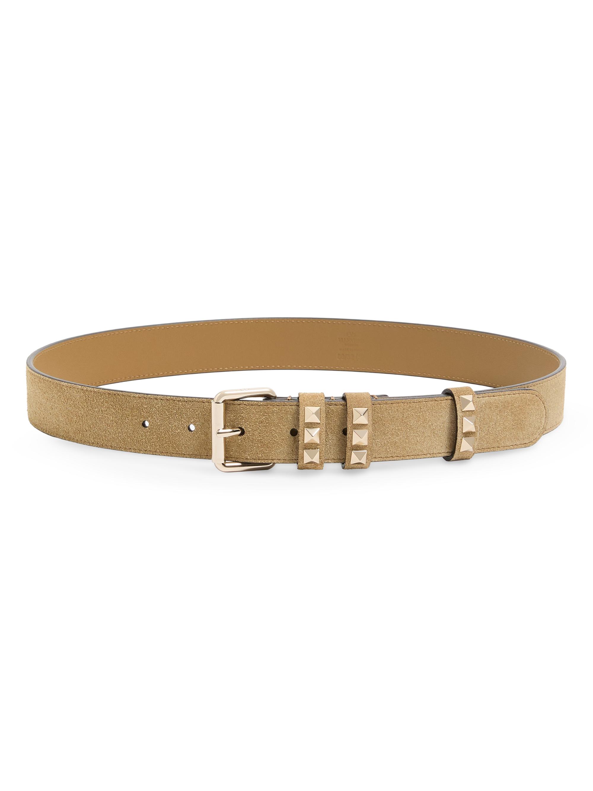 Valentino Garavani Women's Rockstud Suede Belt, 30MM - Havana Beige - Women's Accessories