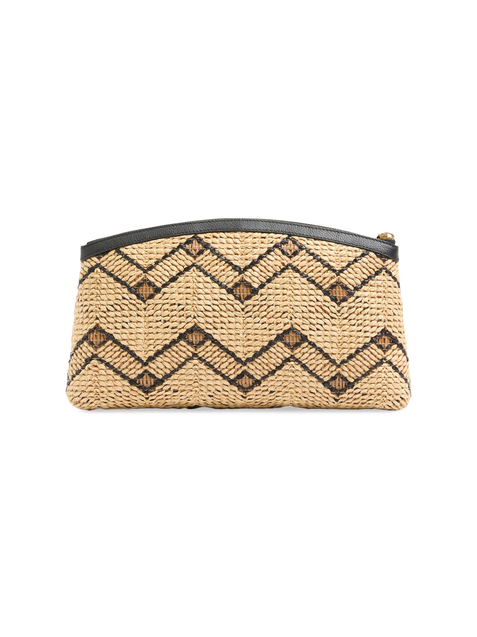 Valentino Garavani Raffia Clutch Bag with Geometric Pattern | Saks