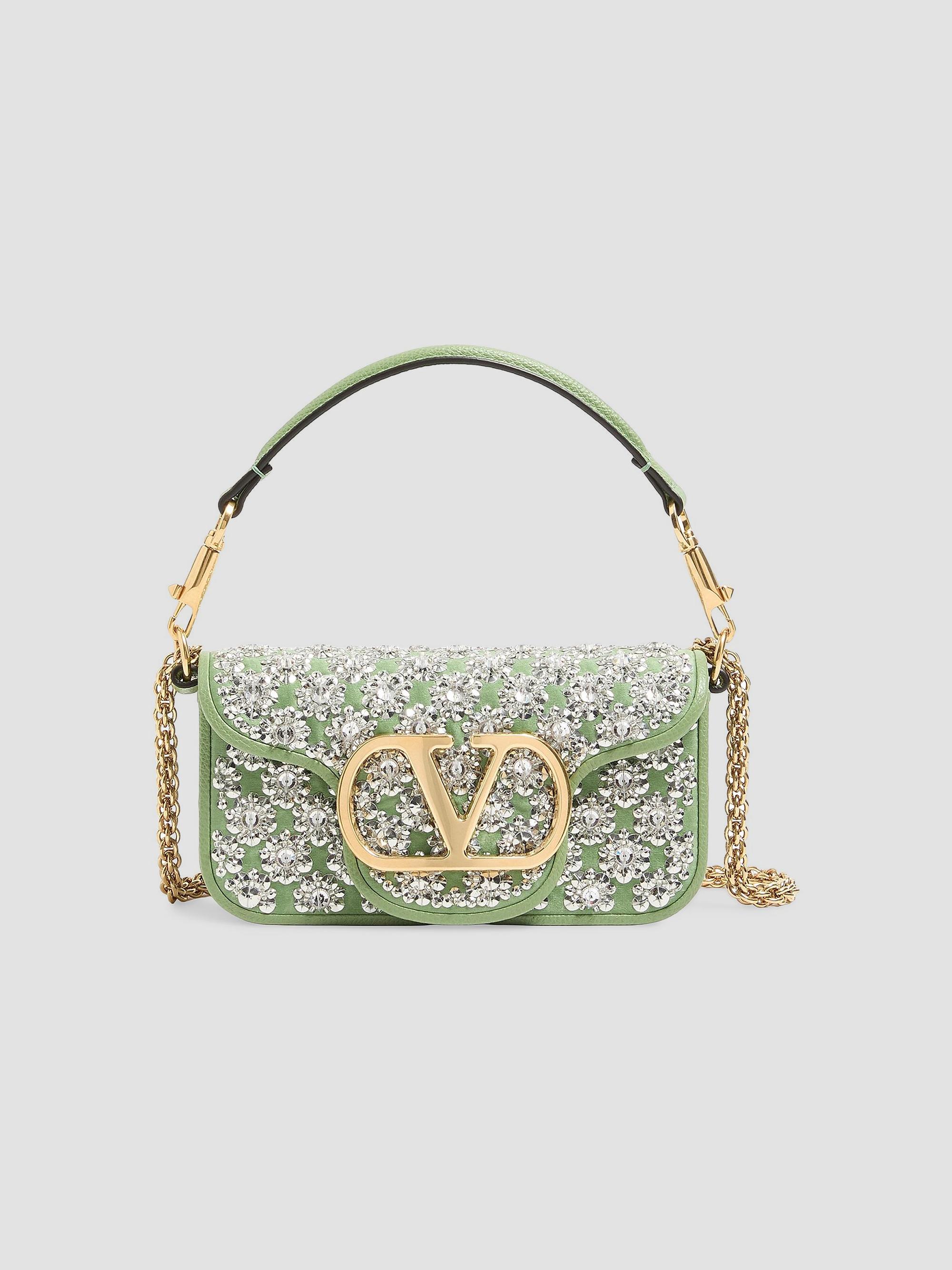 Valentino Garavani Women's Locò  Embroidered Shoulder Bag - Mint Crystal | Thumbnail 6