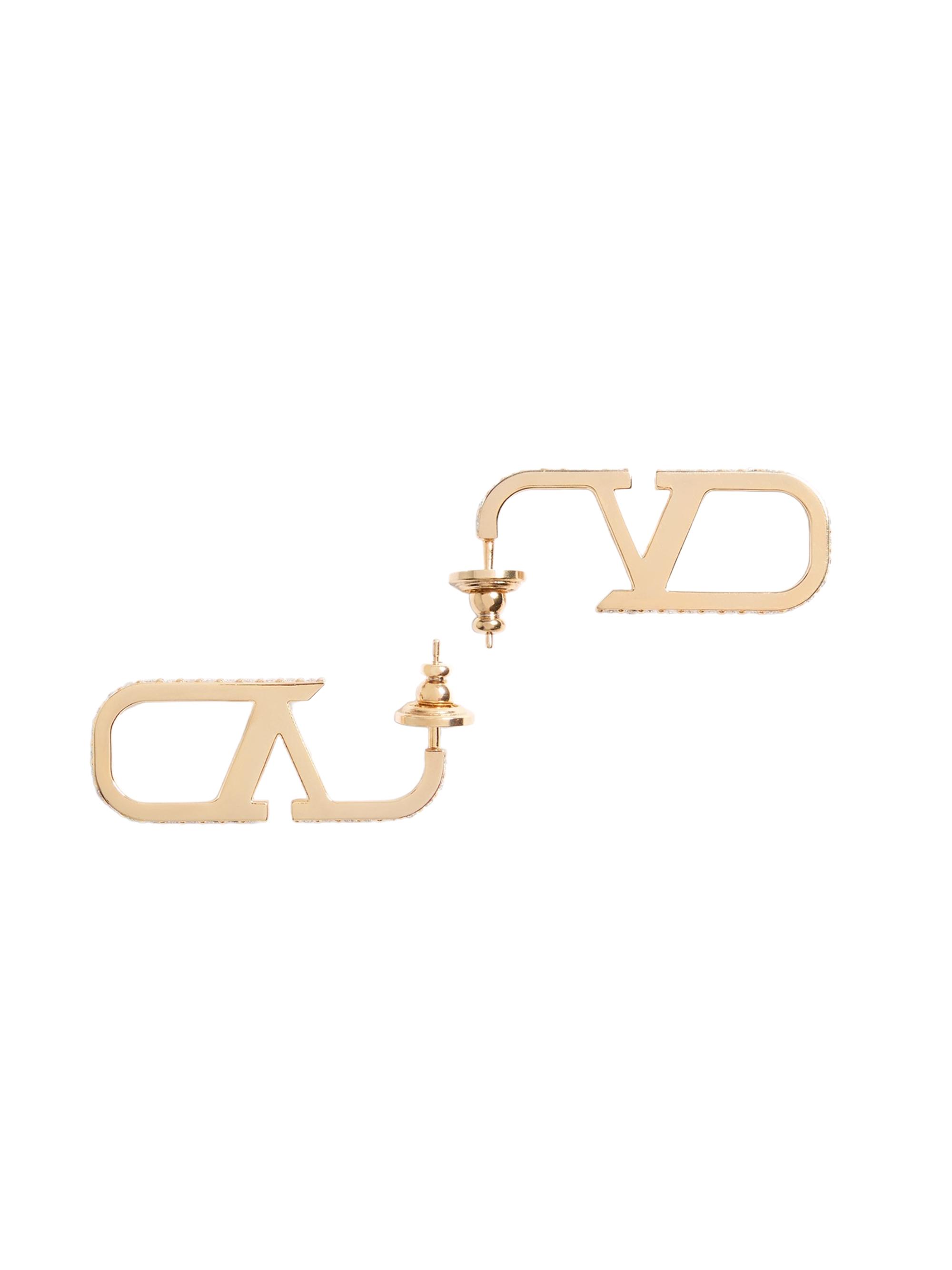 Valentino Garavani Women's VLogo Signature Metal and Swarovski Crystal Earrings - Gold Crystal