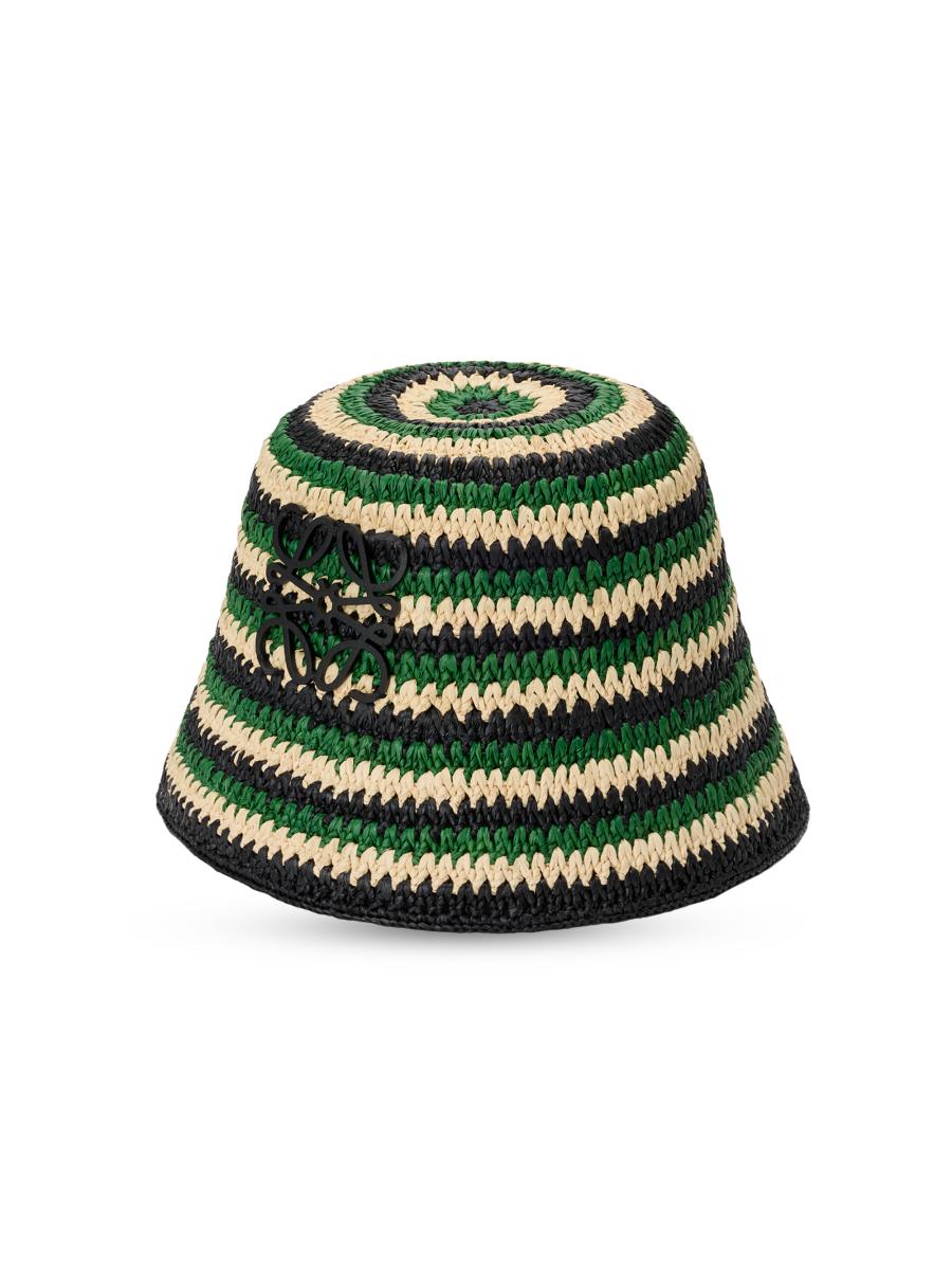 LOEWE LOEWE x Paula's Ibiza Anagram Striped Raffia Bucket Hat