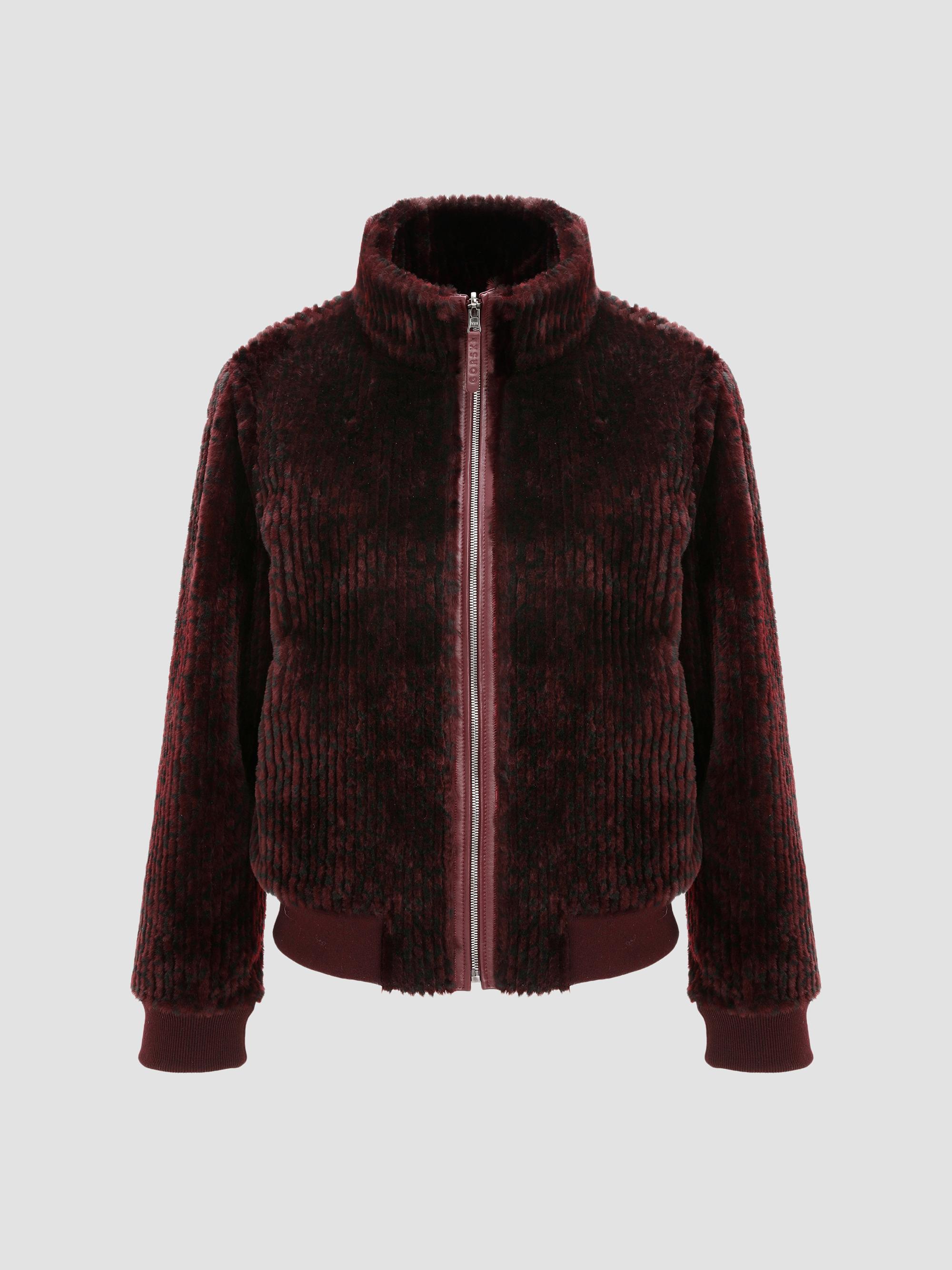 Gorski Women's Reversible Select Grooved Shearling Lamb Insignia Coat - Burgundy | Thumbnail 7