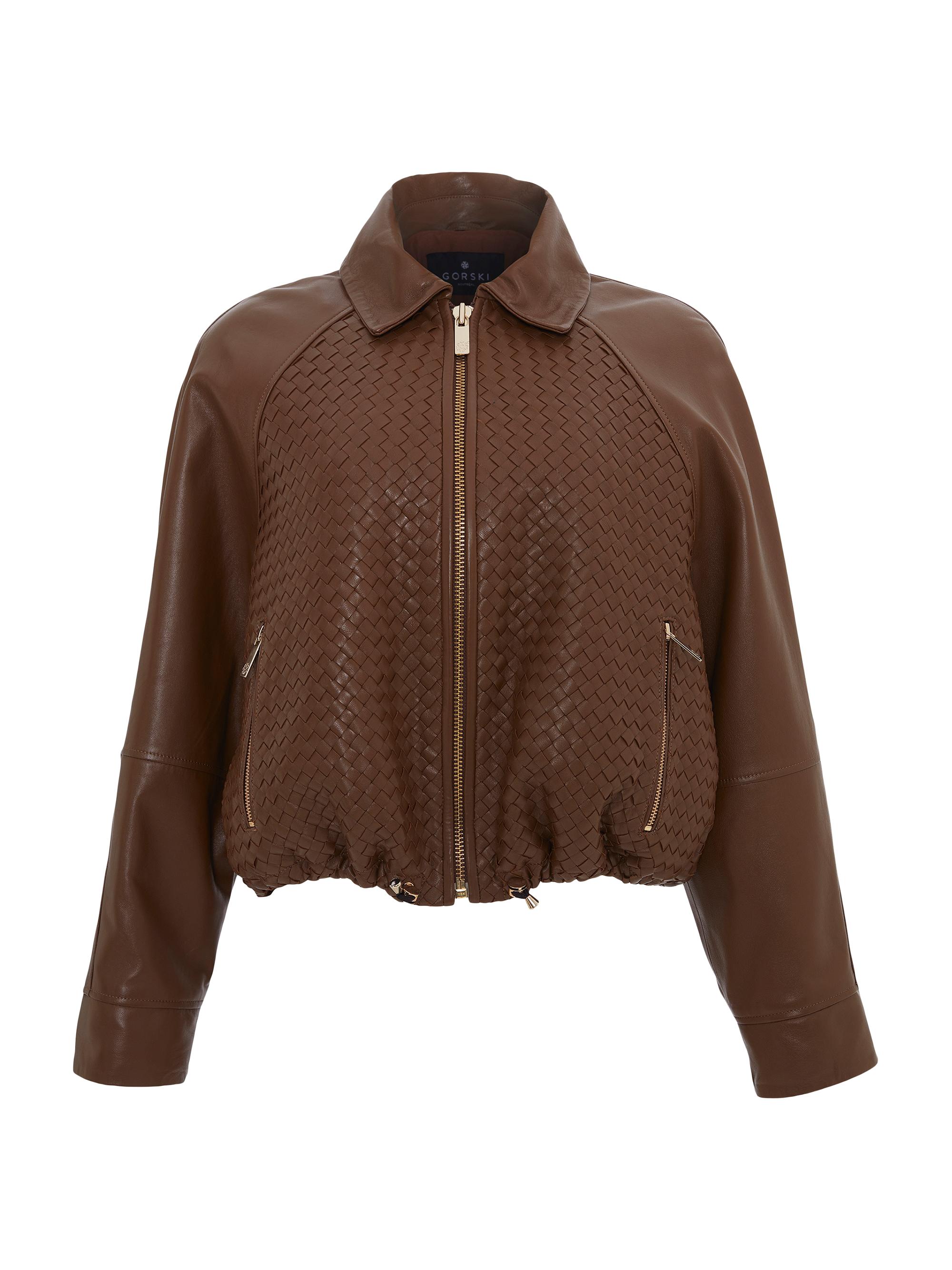 Gorski Women's Basket Weave Select Nappa Leather Jacket - Whiskey