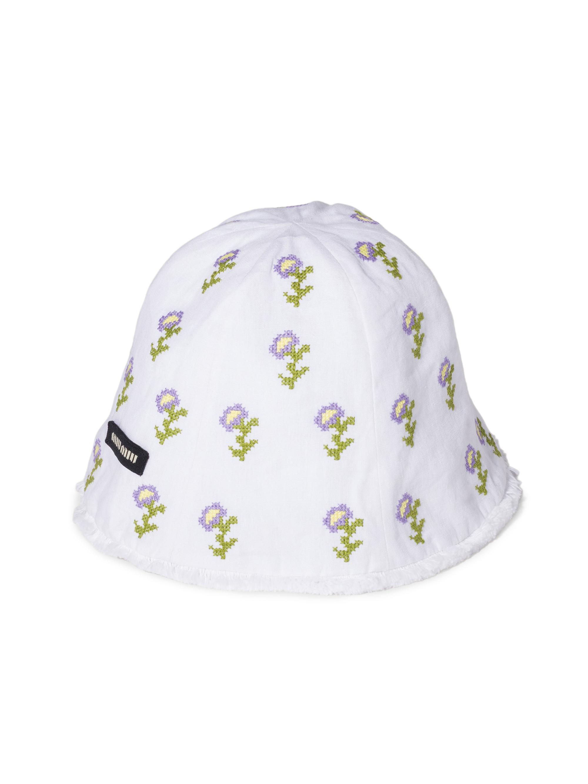 Miu Miu Women's Embroidered Beanie Cap - White Purple
