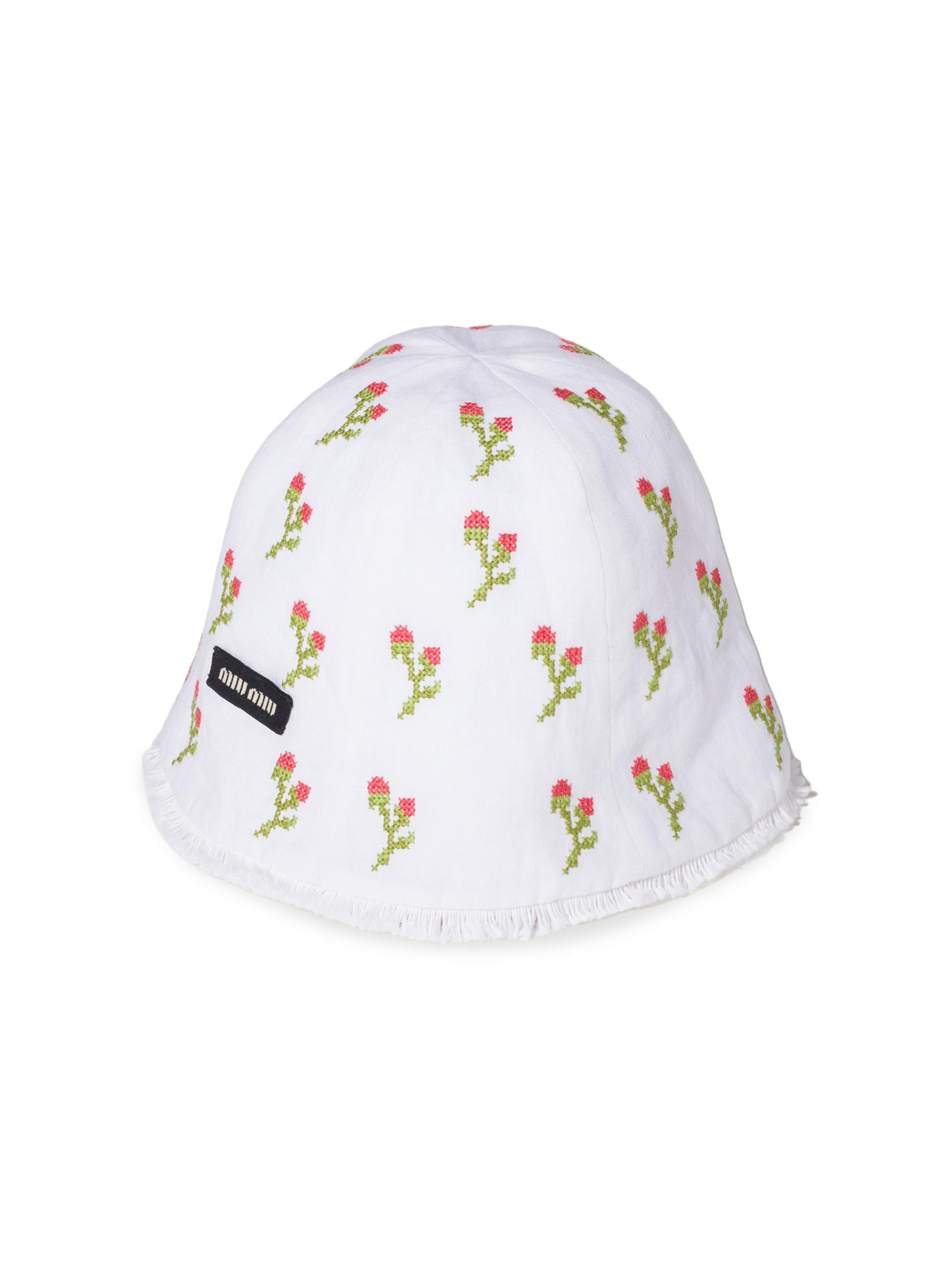Miu Miu Women's Embroidered Beanie Cap - White Red