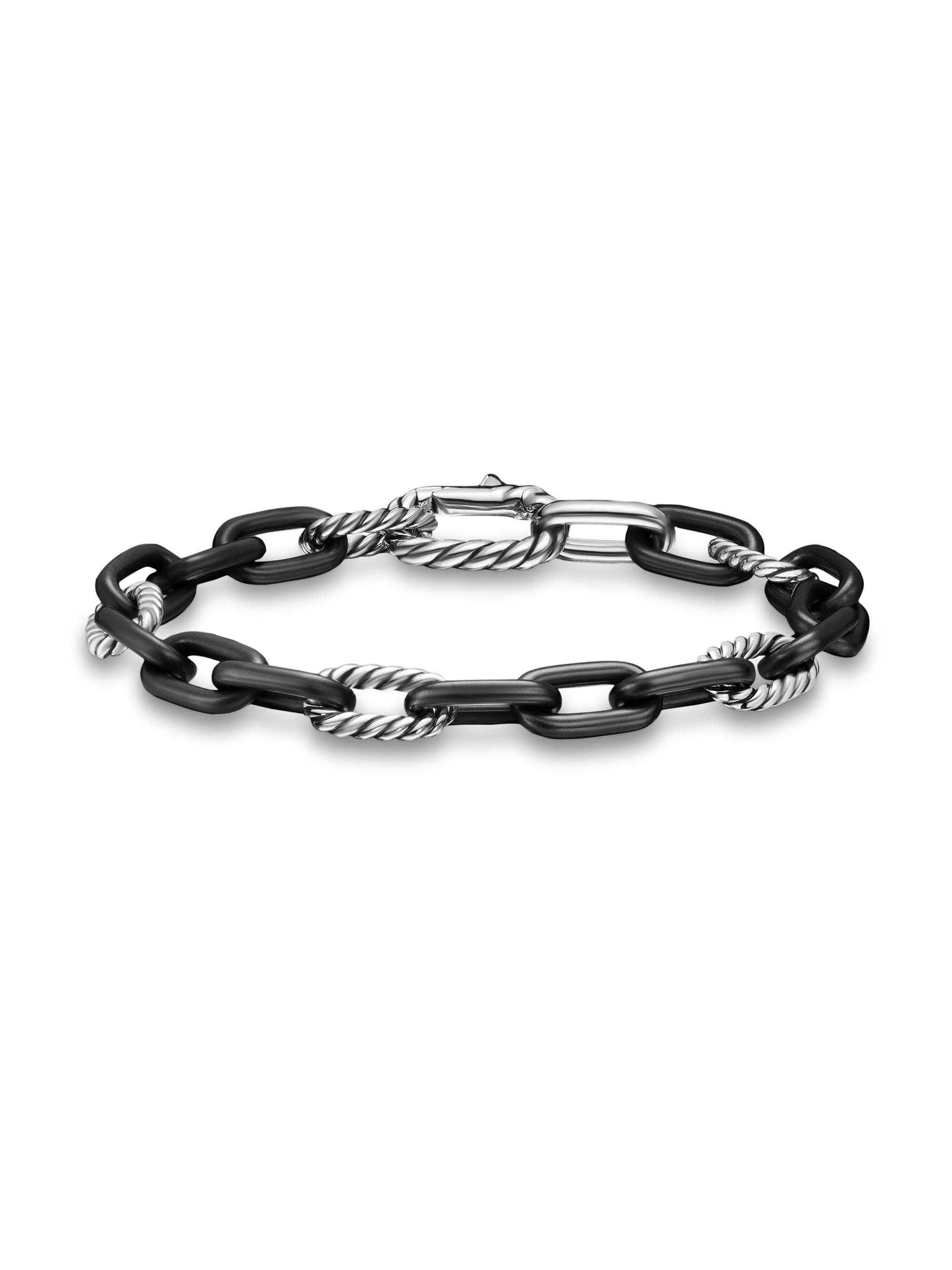David Yurman Men's DY Madison Chain Bracelet in Black Titanium - Silver