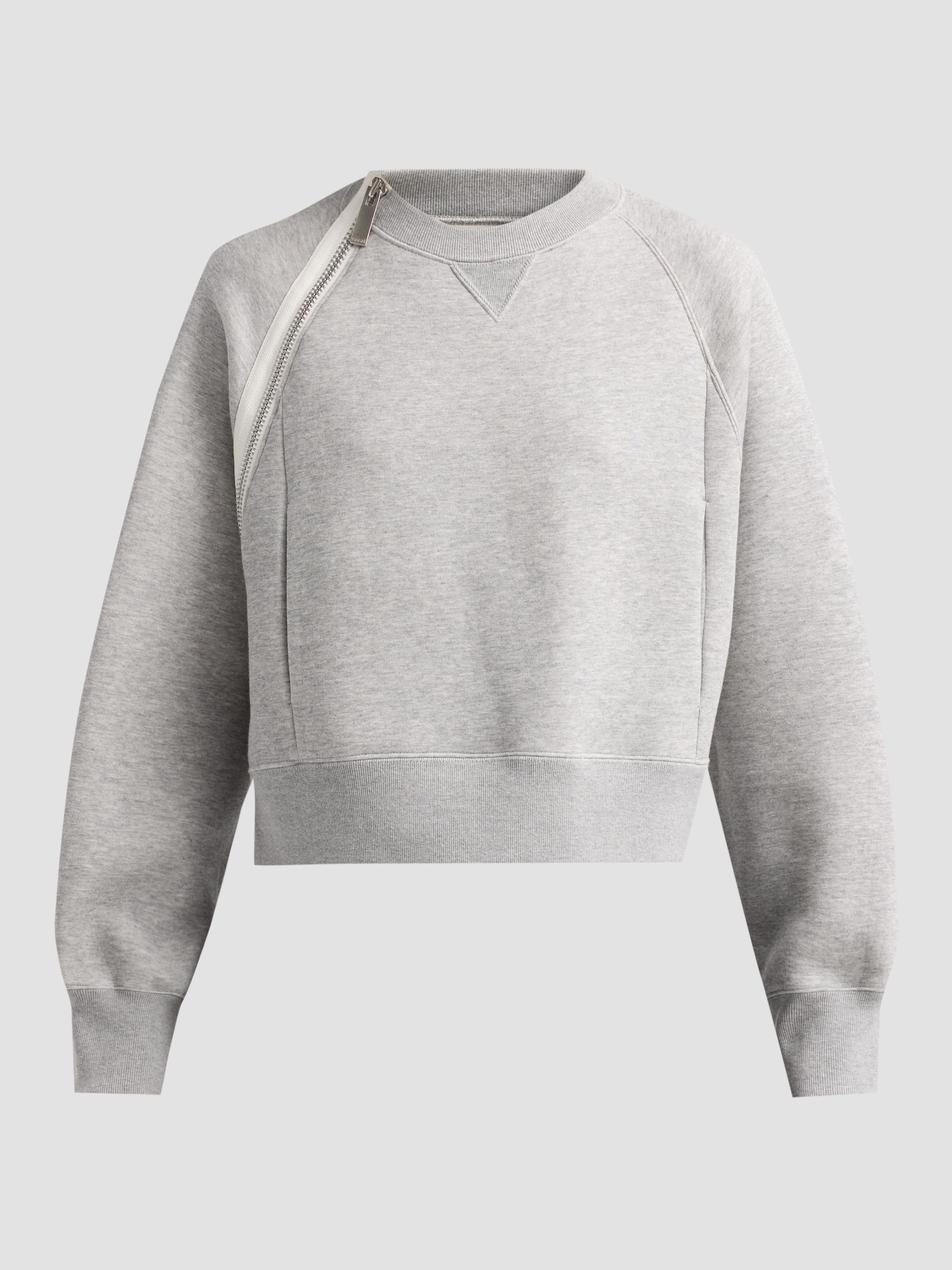 sacai Women's Zip Sponge Crewneck Sweatshirt - Gray | Thumbnail 6