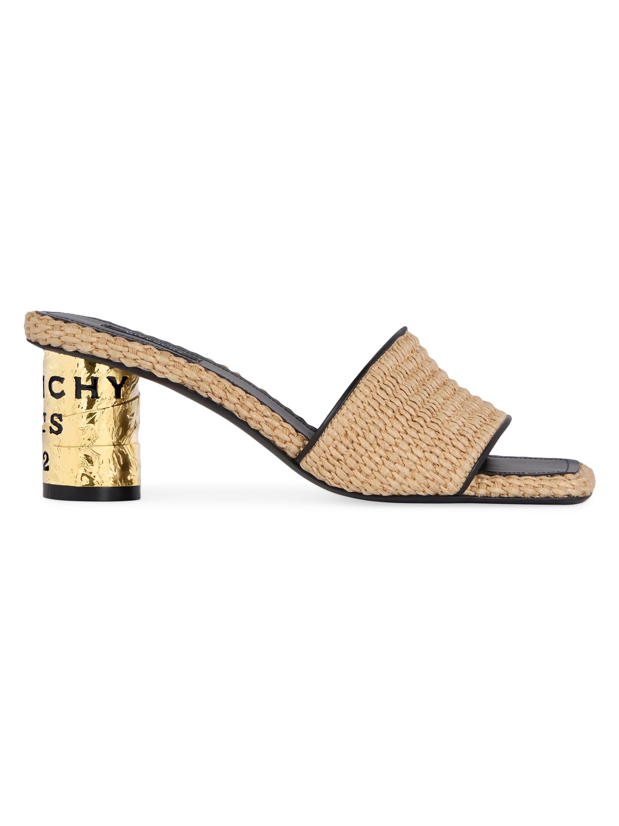 Givenchy Women's Tape Raffia-Effect Heeled Mules - Natural