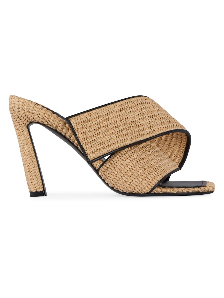Givenchy Mules À Talons Sliced Square Effet Raphia In Neutral