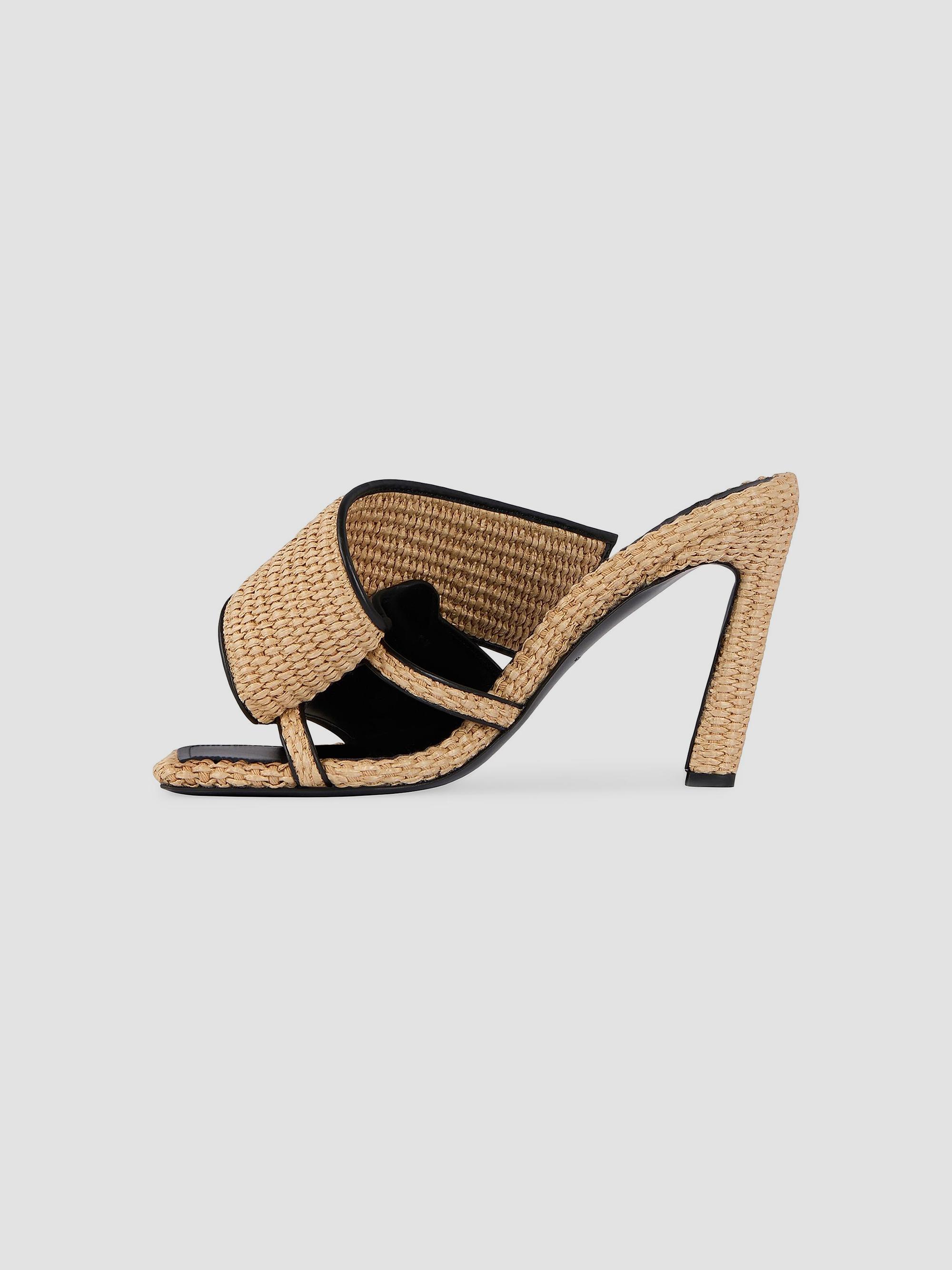 Givenchy Sliced Square Raffia-Effect Heeled Mules | Saks Fifth Avenue