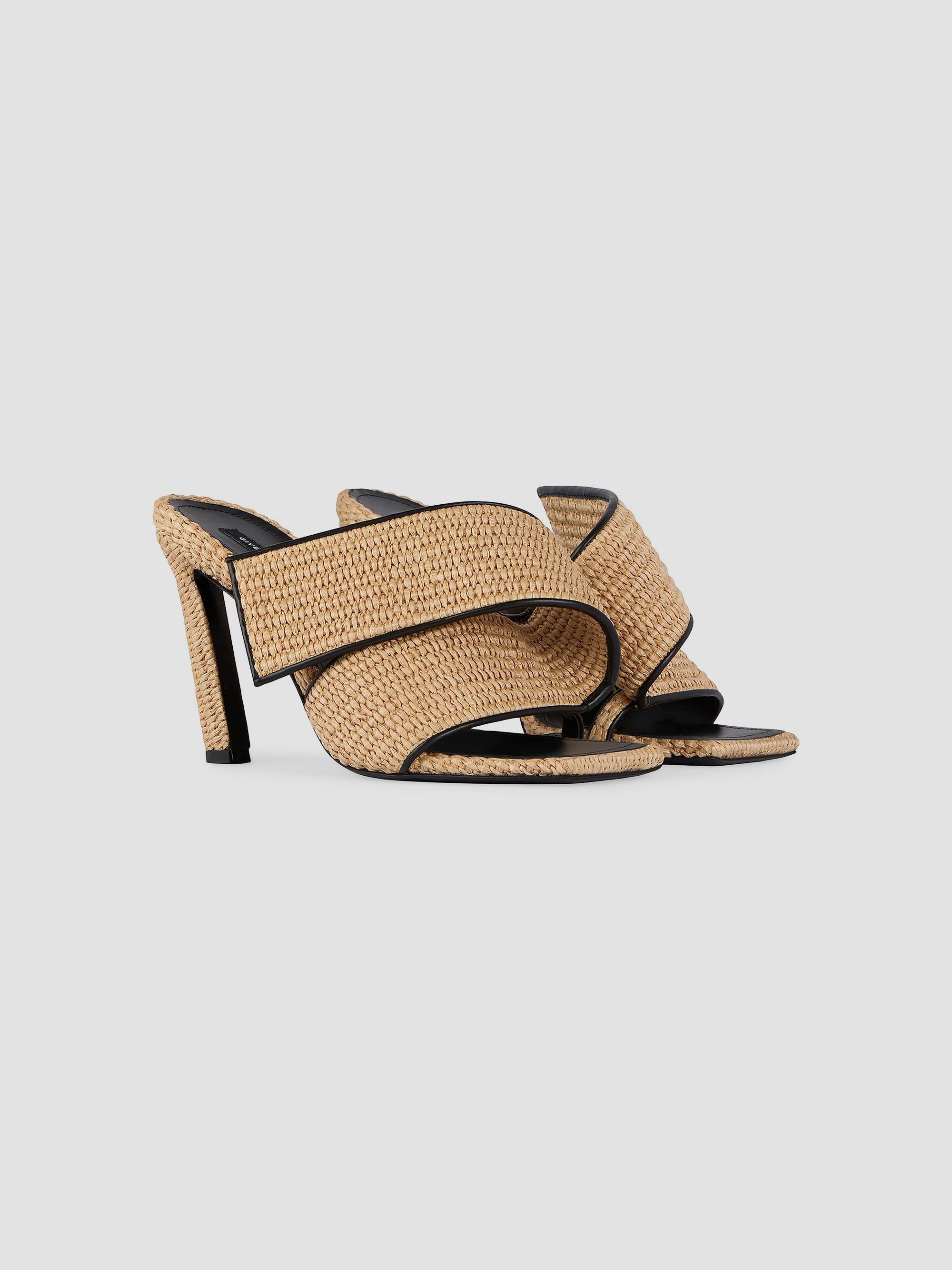 Givenchy Sliced Square Raffia-Effect Heeled Mules | Saks Fifth Avenue