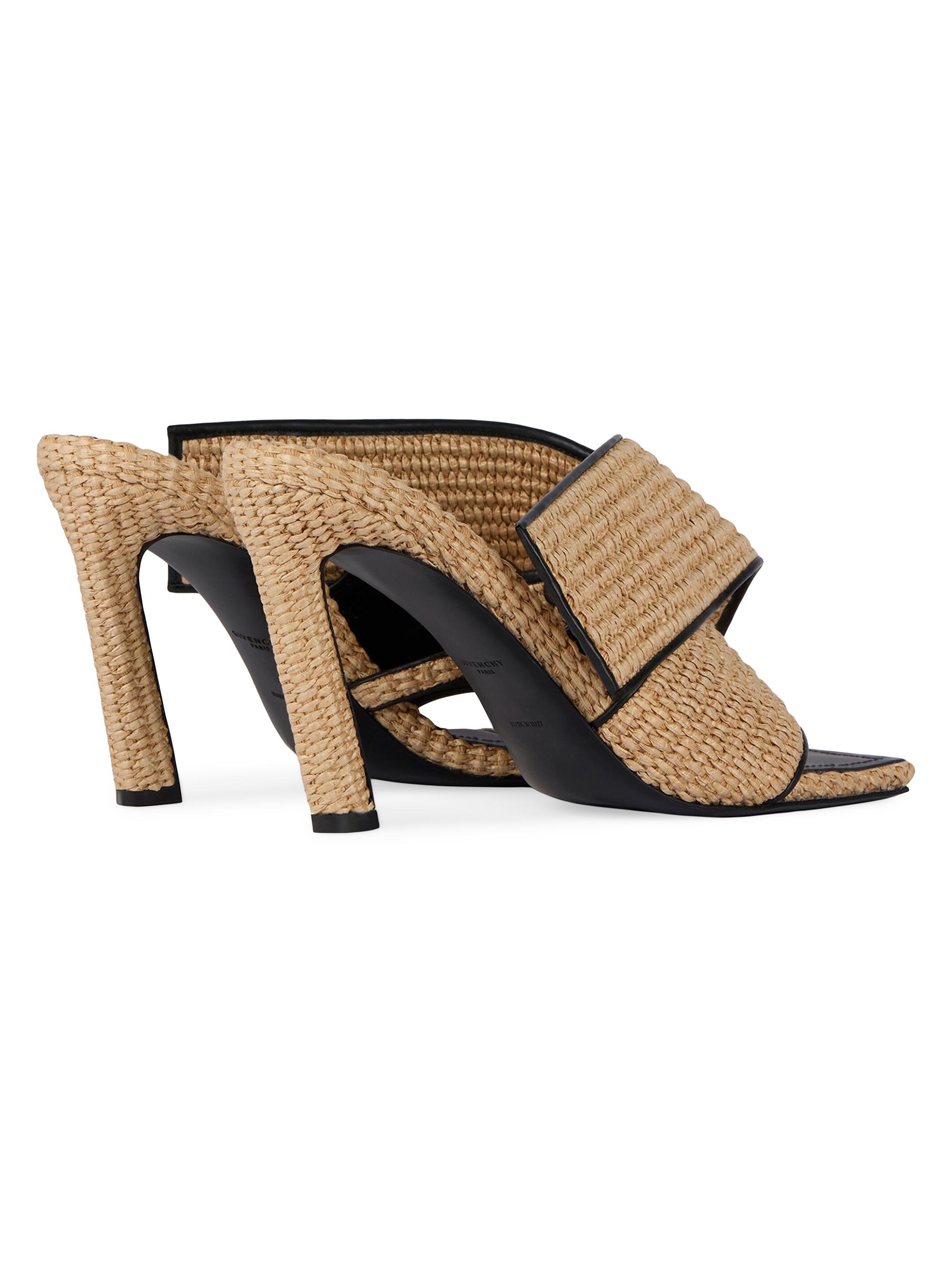 Givenchy Sliced Square Raffia-Effect Heeled Mules | Saks Fifth Avenue
