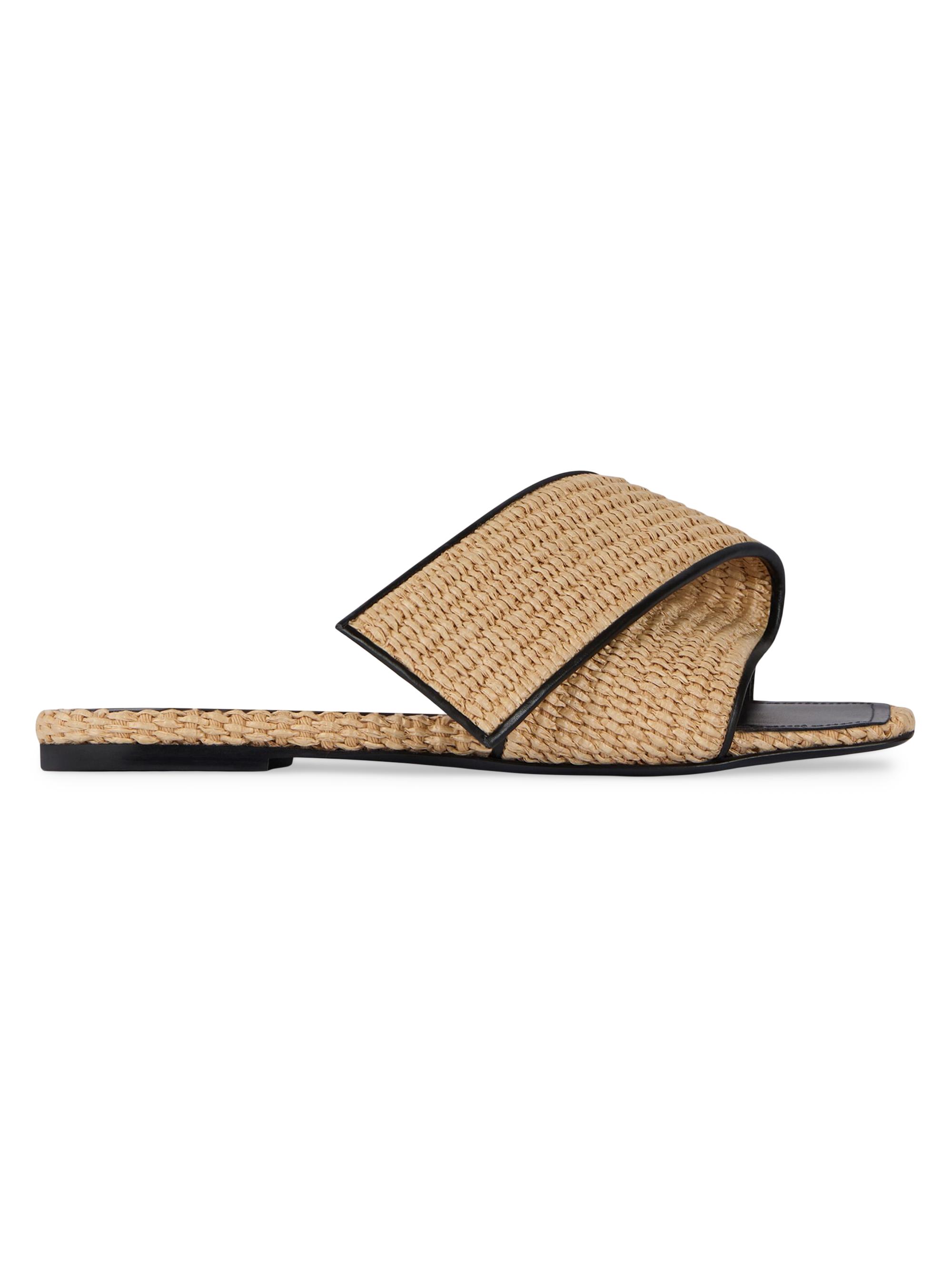 Givenchy Women's Sliced Square Raffia-Effect Flat Mules - Natural