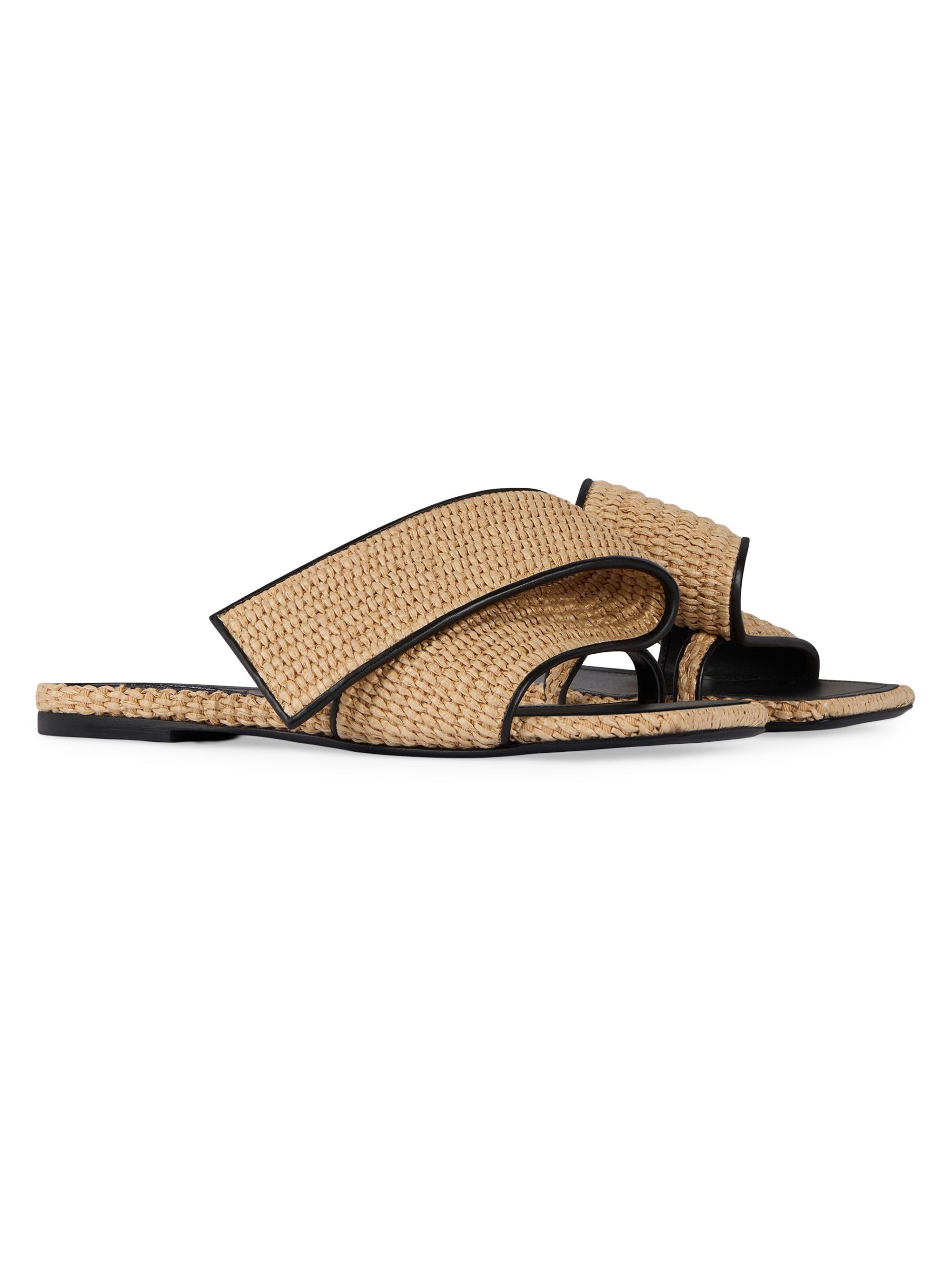 Givenchy Sliced Square Raffia-Effect Flat Mules | Saks Fifth Avenue