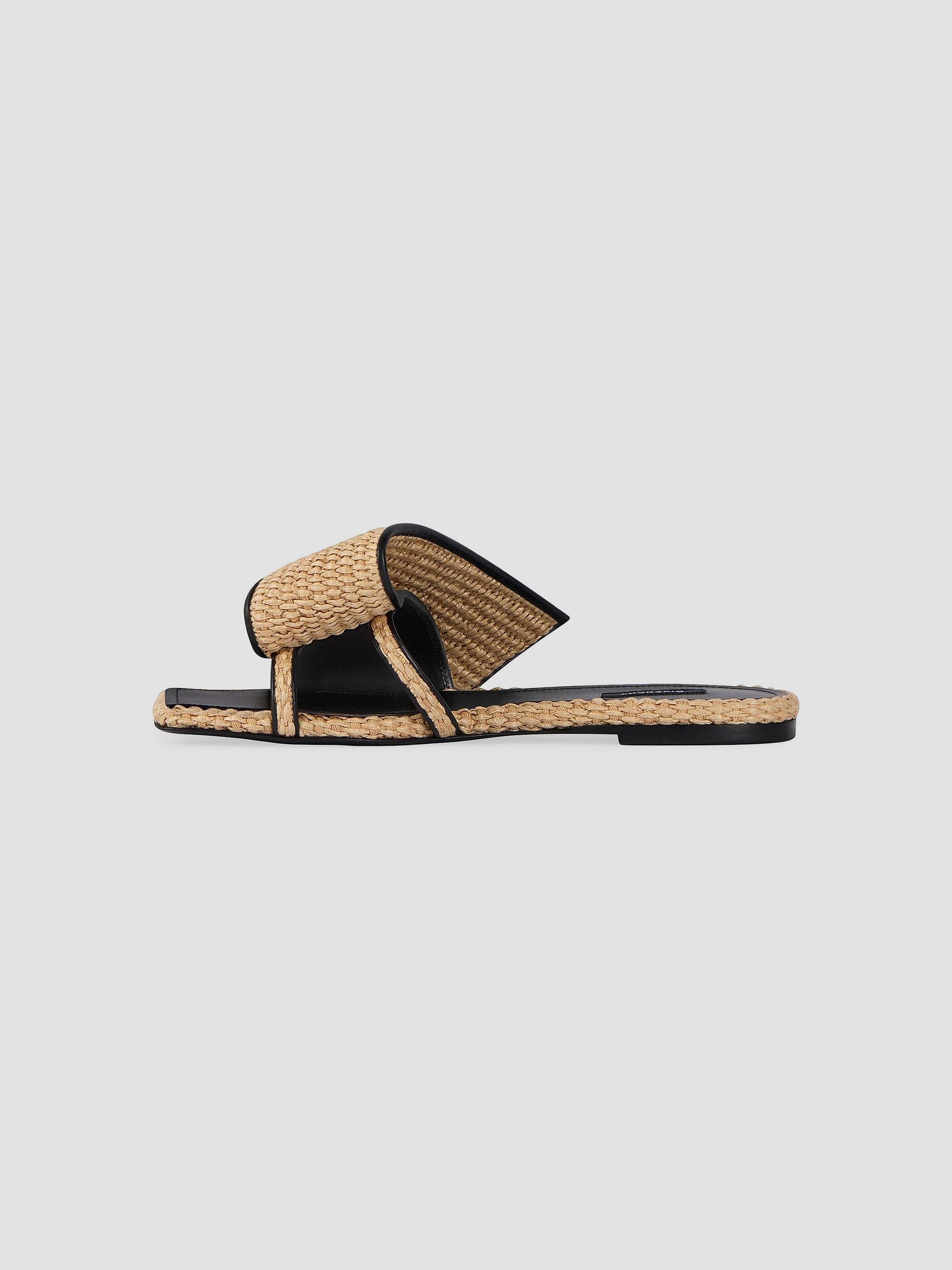 Givenchy Sliced Square Raffia-Effect Flat Mules | Saks Fifth Avenue