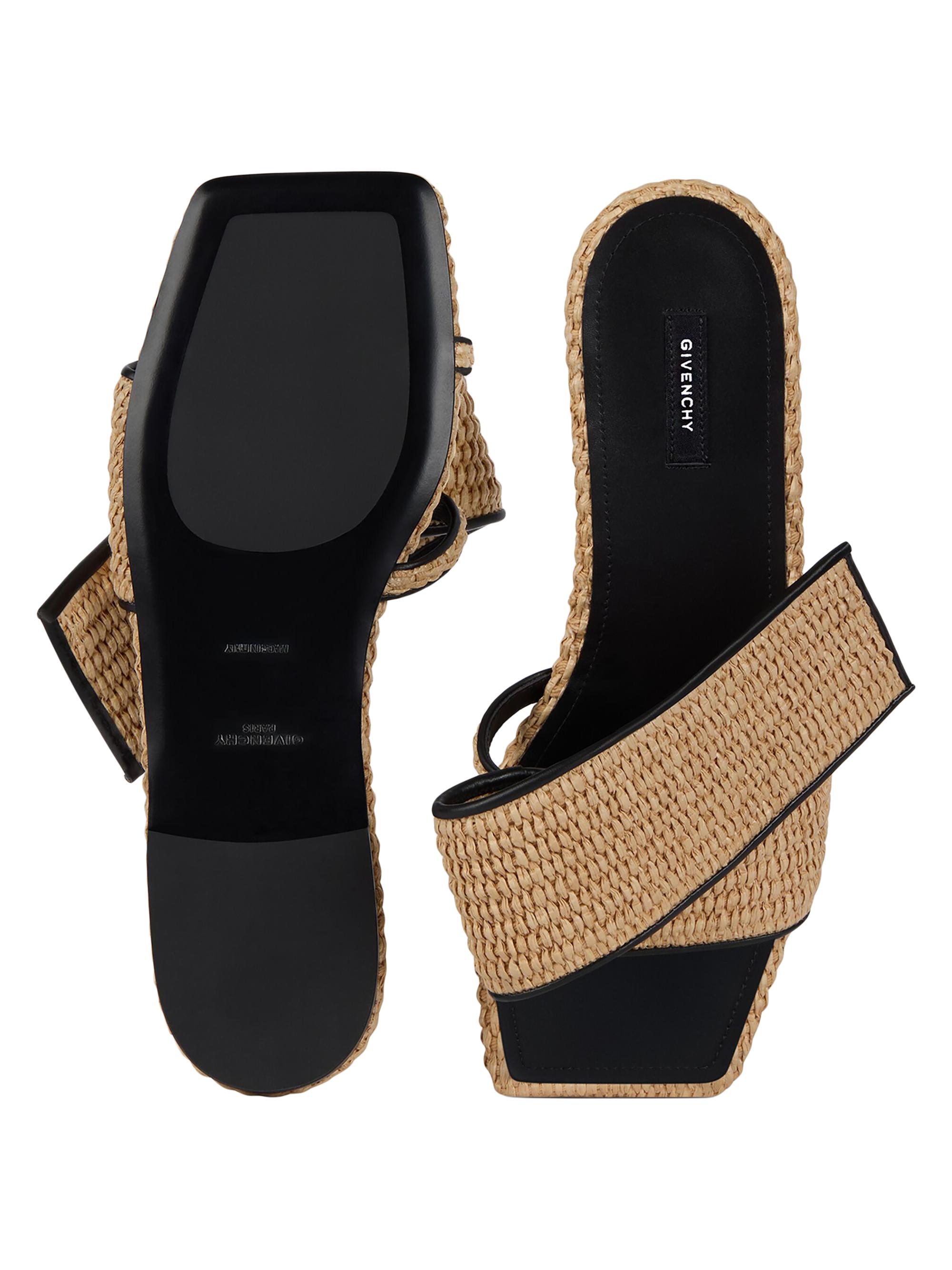 Givenchy Sliced Square Raffia-Effect Flat Mules | Saks Fifth Avenue