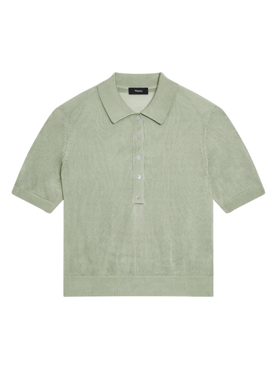 Theory Sheer Knit Polo Shirt | Saks Fifth Avenue