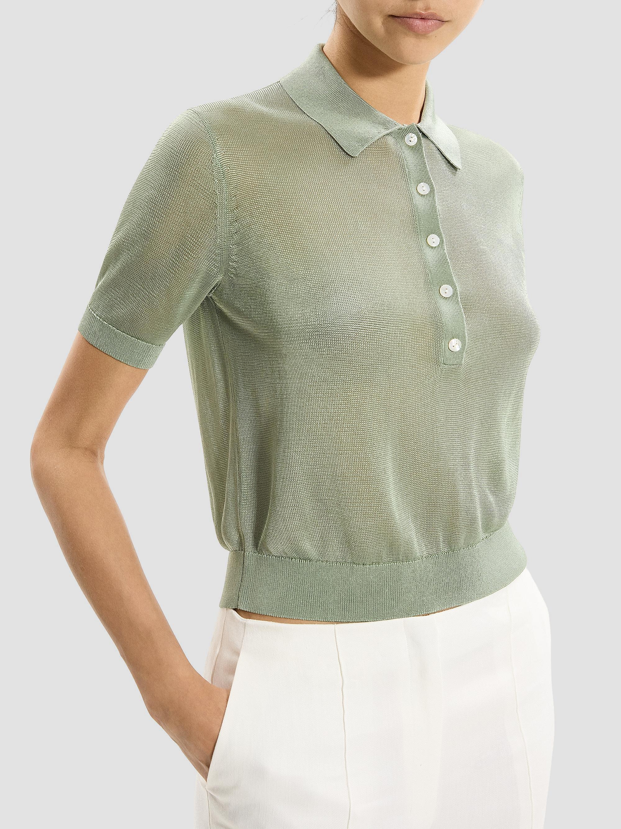 Theory Sheer Knit Polo Shirt | Saks Fifth Avenue