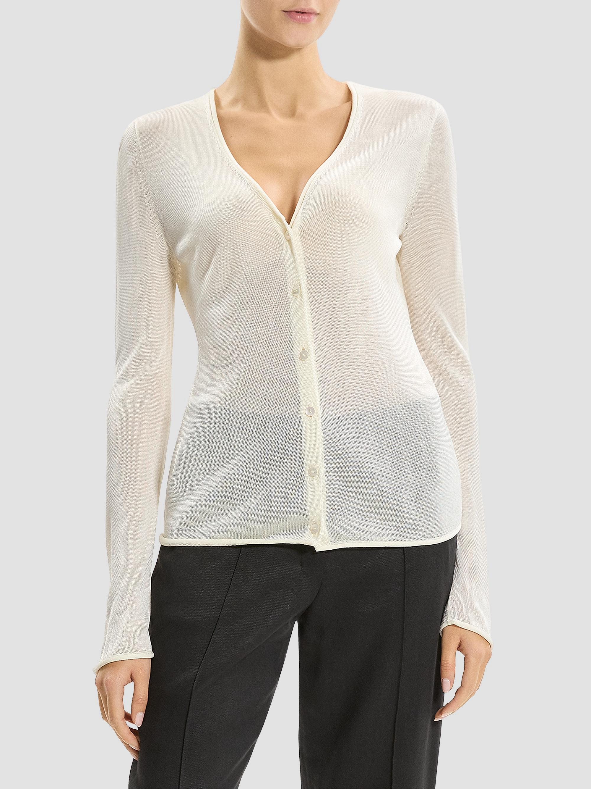 Theory Jersey Edge Sheer Cardigan | Saks Fifth Avenue