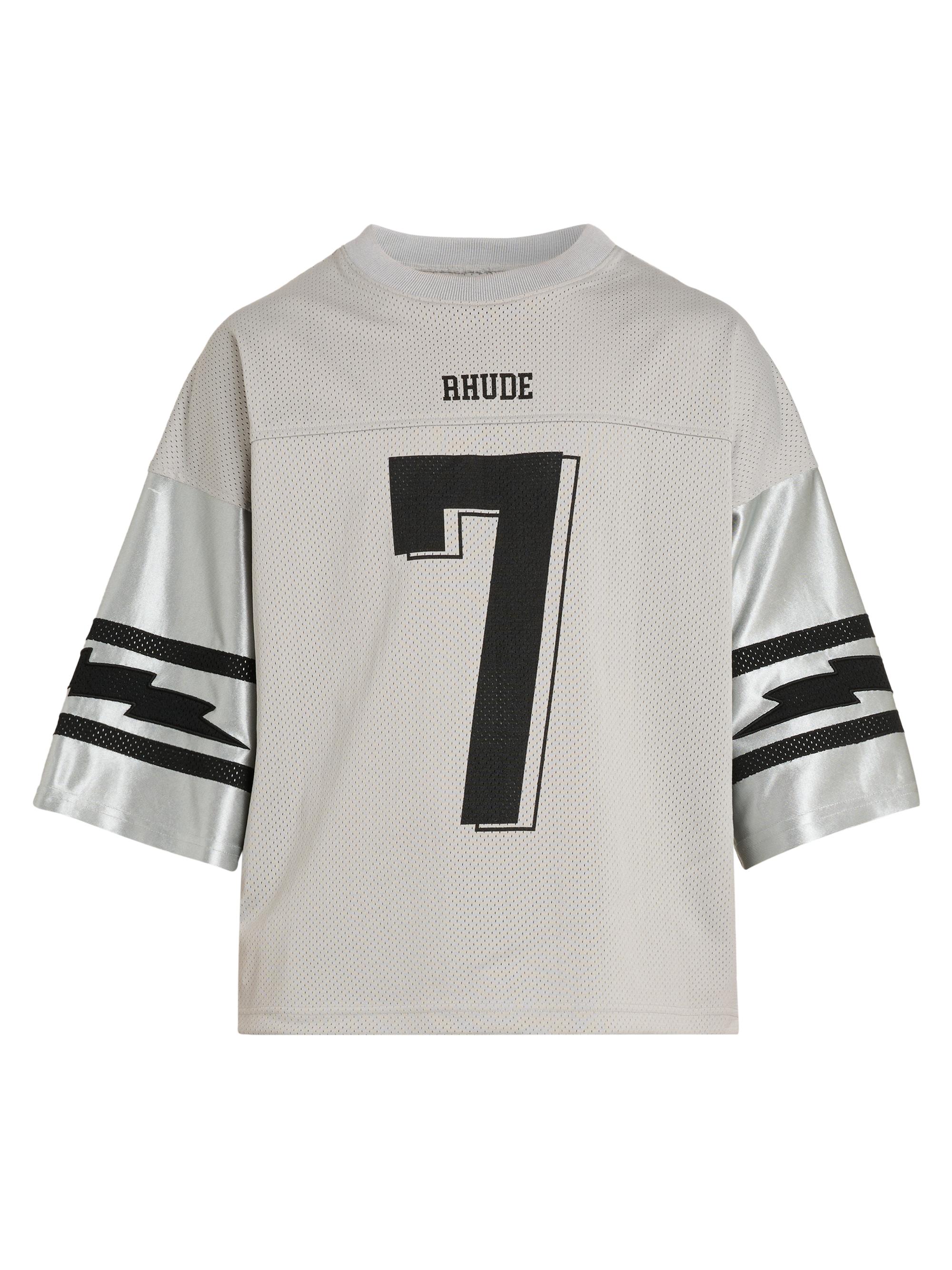 Rhude Men's Lightning Football Jersey Tee - Grey Silver