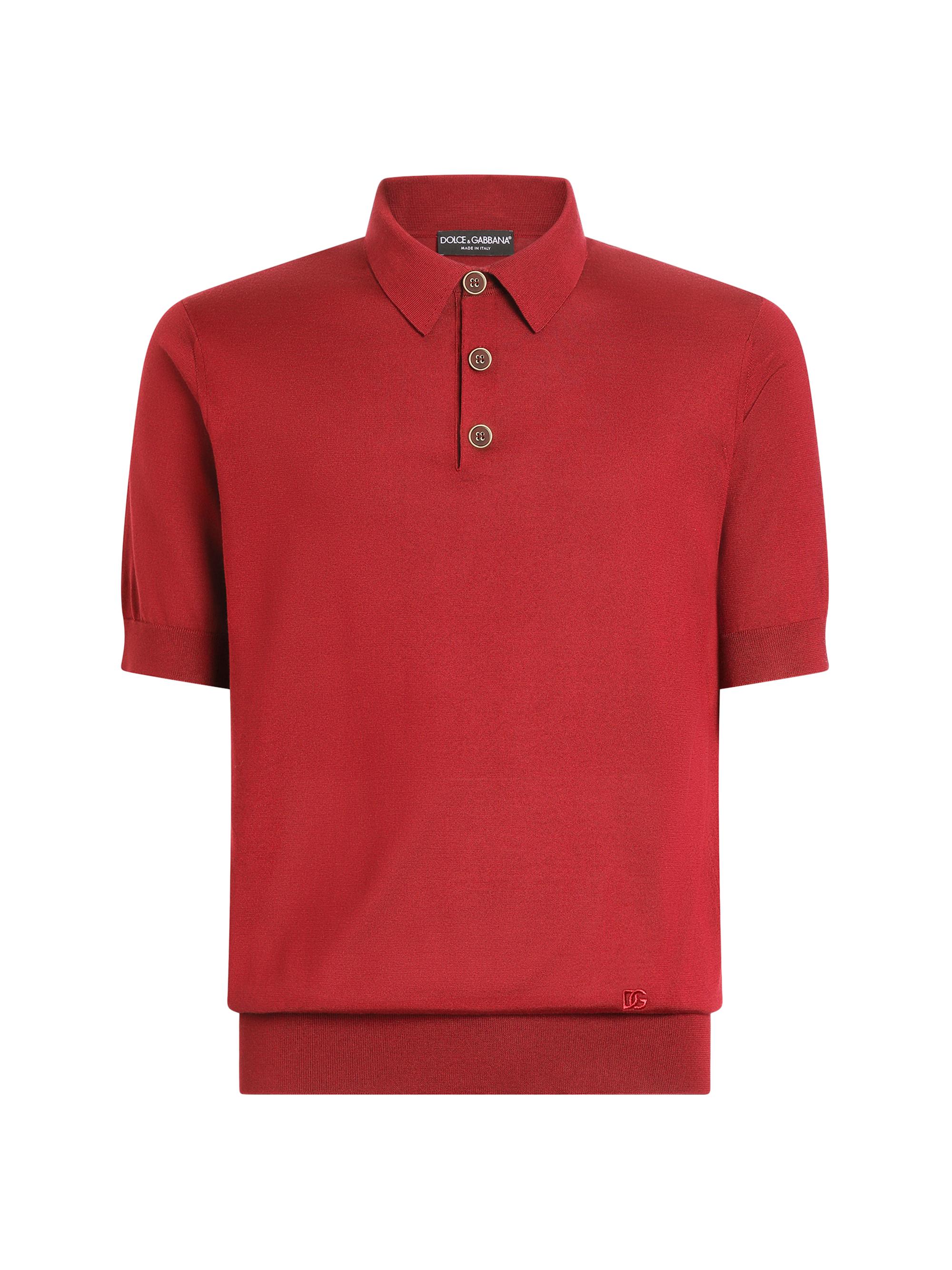 Dolce & Gabbana Men's Vinaccia Logo Silk Polo Shirt - Vinaccia Scuro