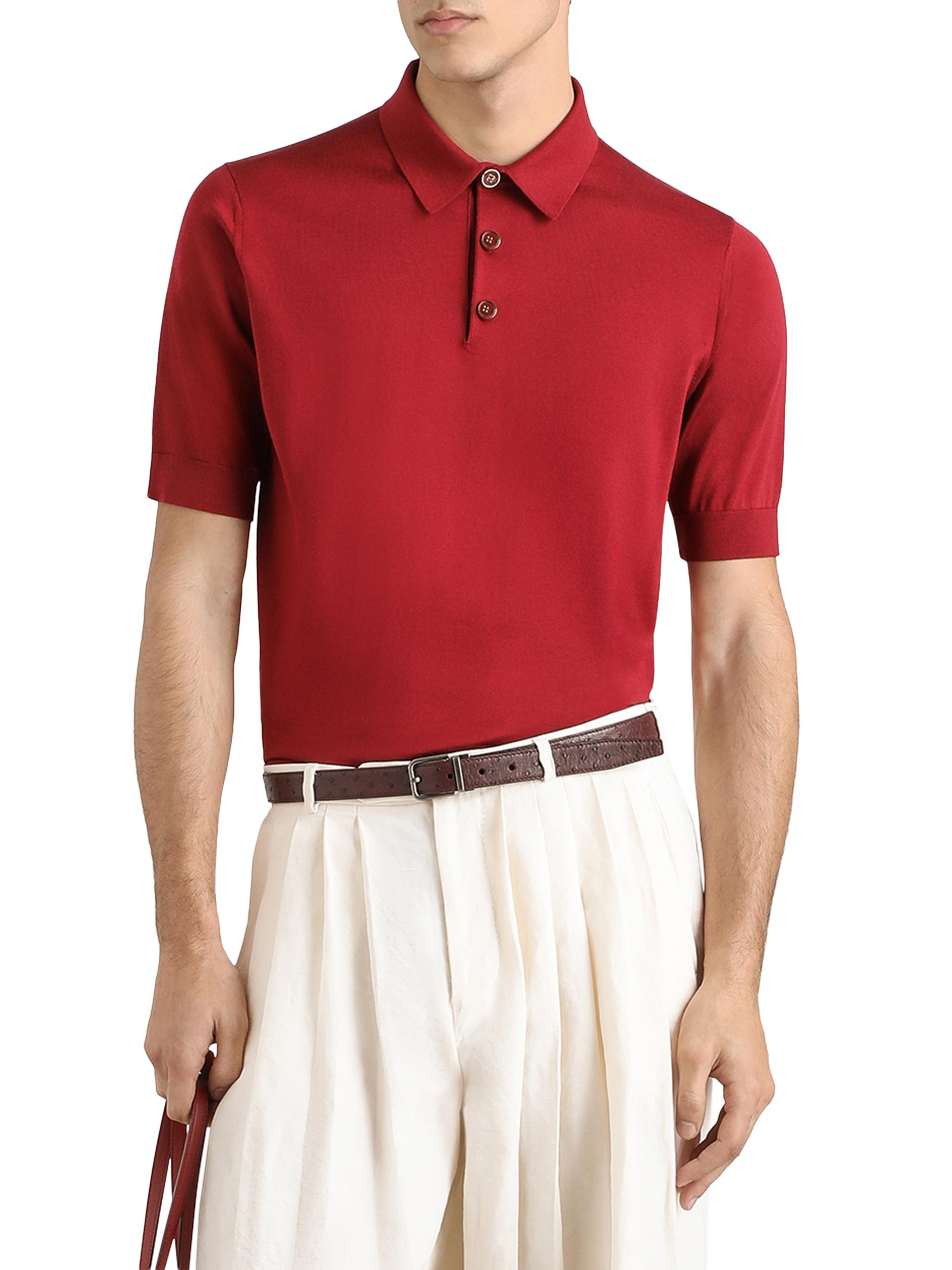 Dolce & Gabbana Men's Vinaccia Logo Silk Polo Shirt - Vinaccia Scuro | Thumbnail 3
