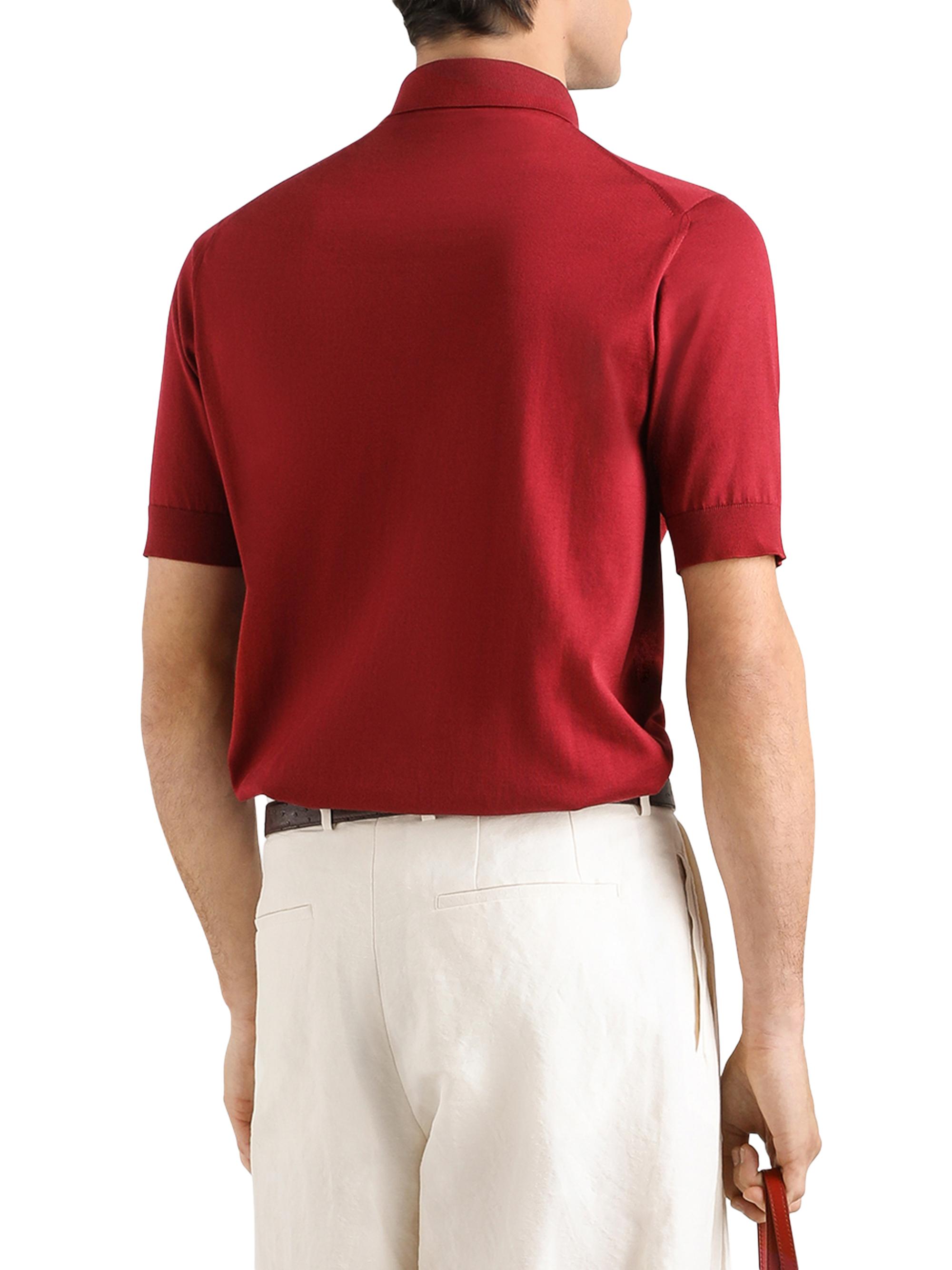 Dolce & Gabbana Men's Vinaccia Logo Silk Polo Shirt - Vinaccia Scuro | Thumbnail 4
