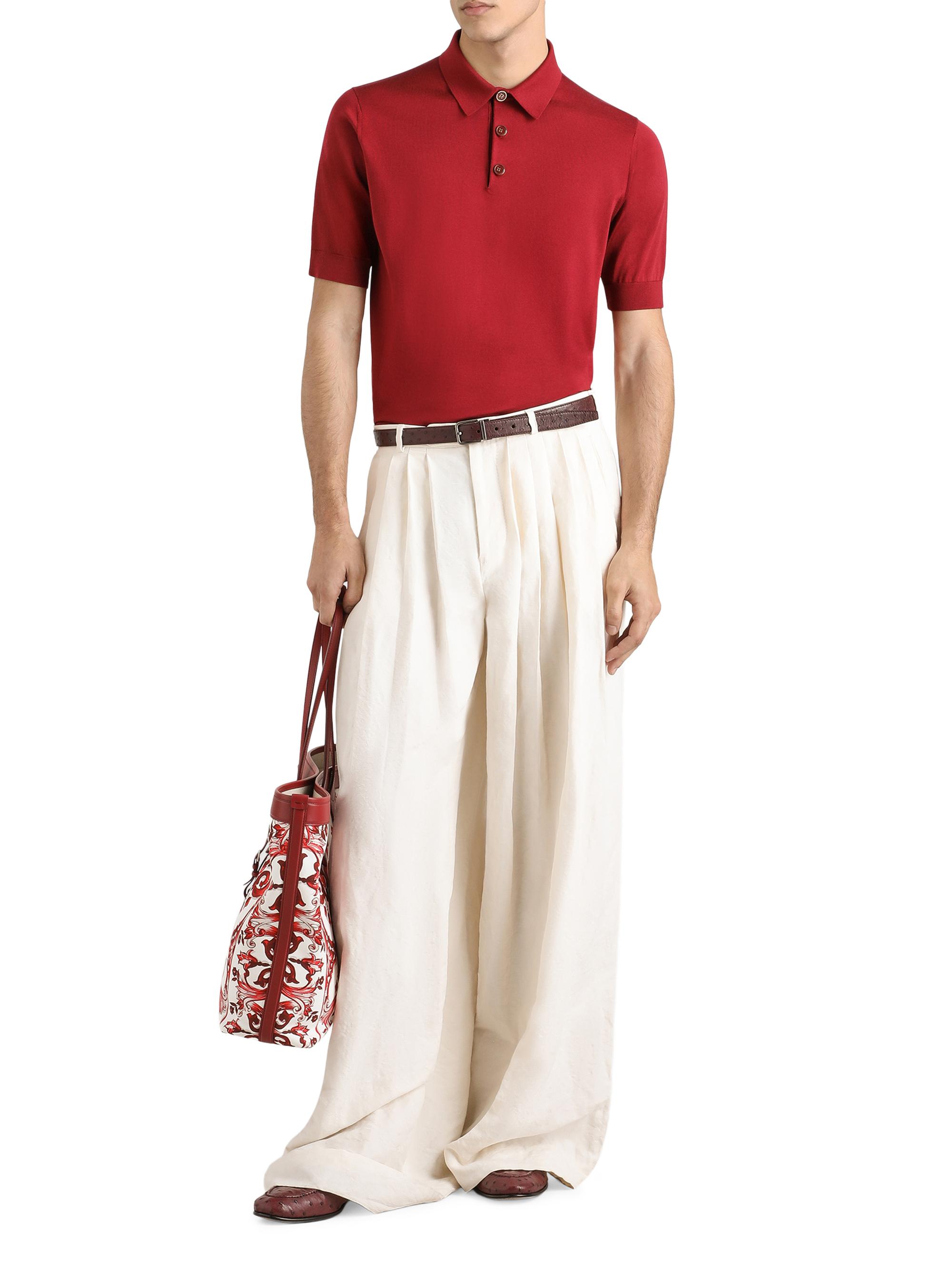 Dolce & Gabbana Men's Vinaccia Logo Silk Polo Shirt - Vinaccia Scuro | Thumbnail 2