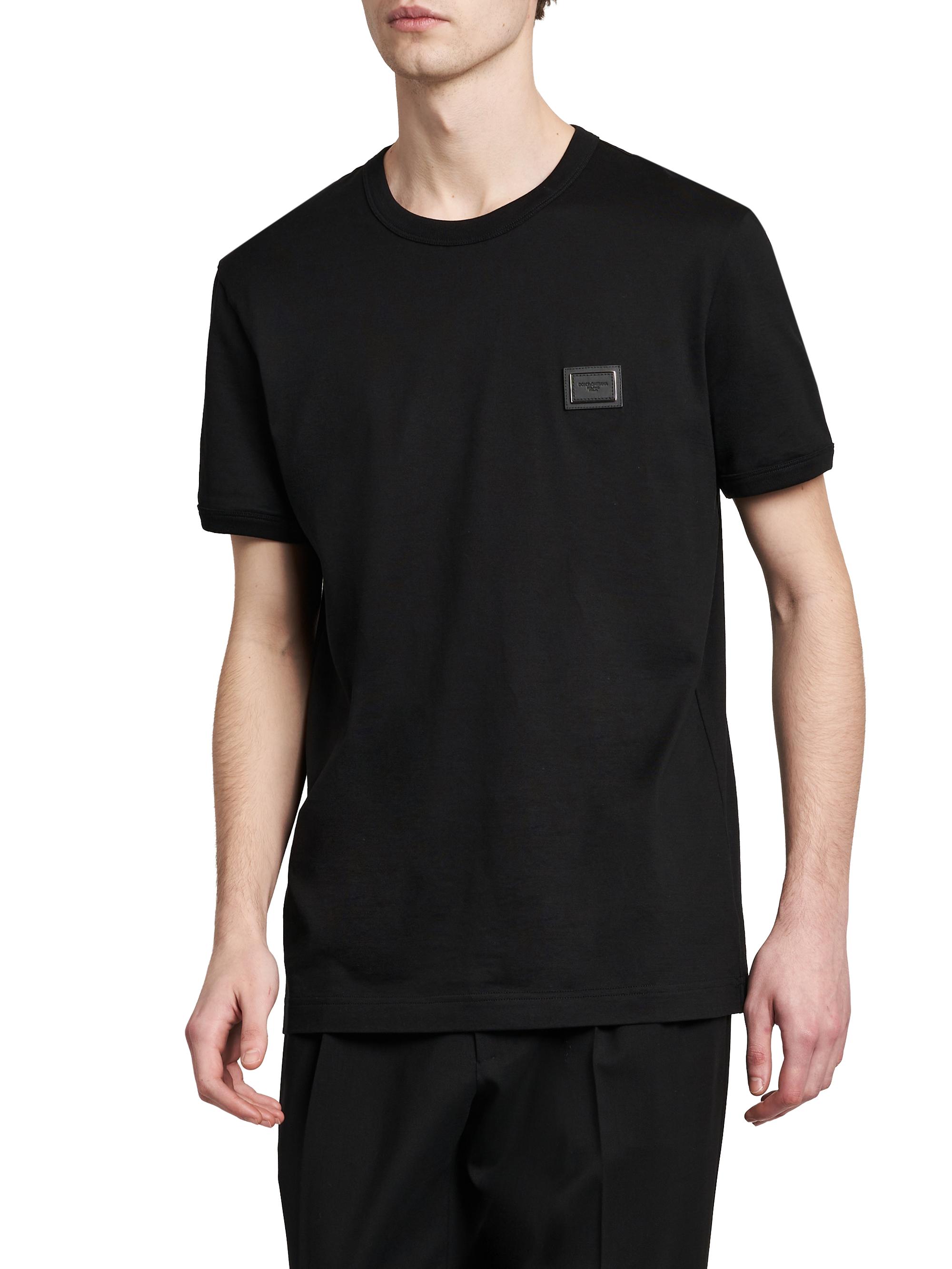 Dolce & Gabbana Men's Logo Patch Cotton T-Shirt - Nero | Thumbnail 3