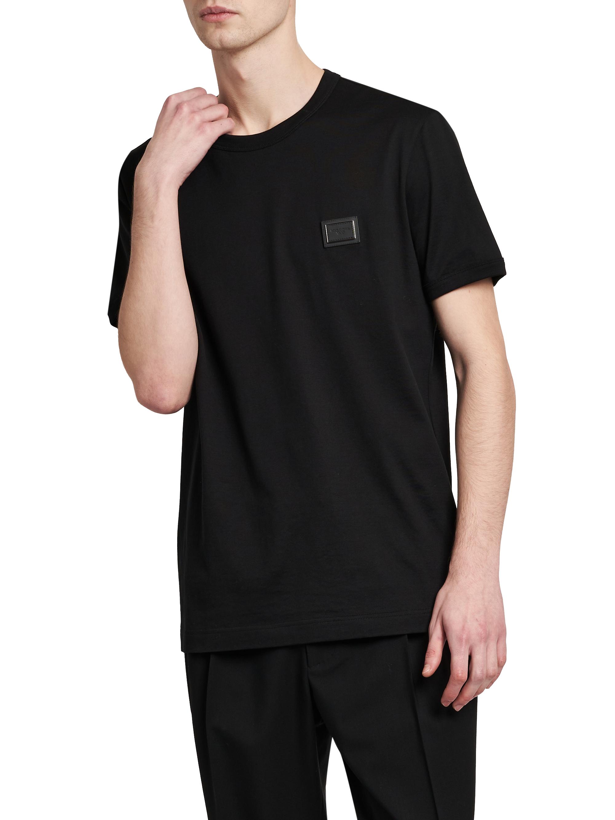 Dolce & Gabbana Men's Logo Patch Cotton T-Shirt - Nero | Thumbnail 4