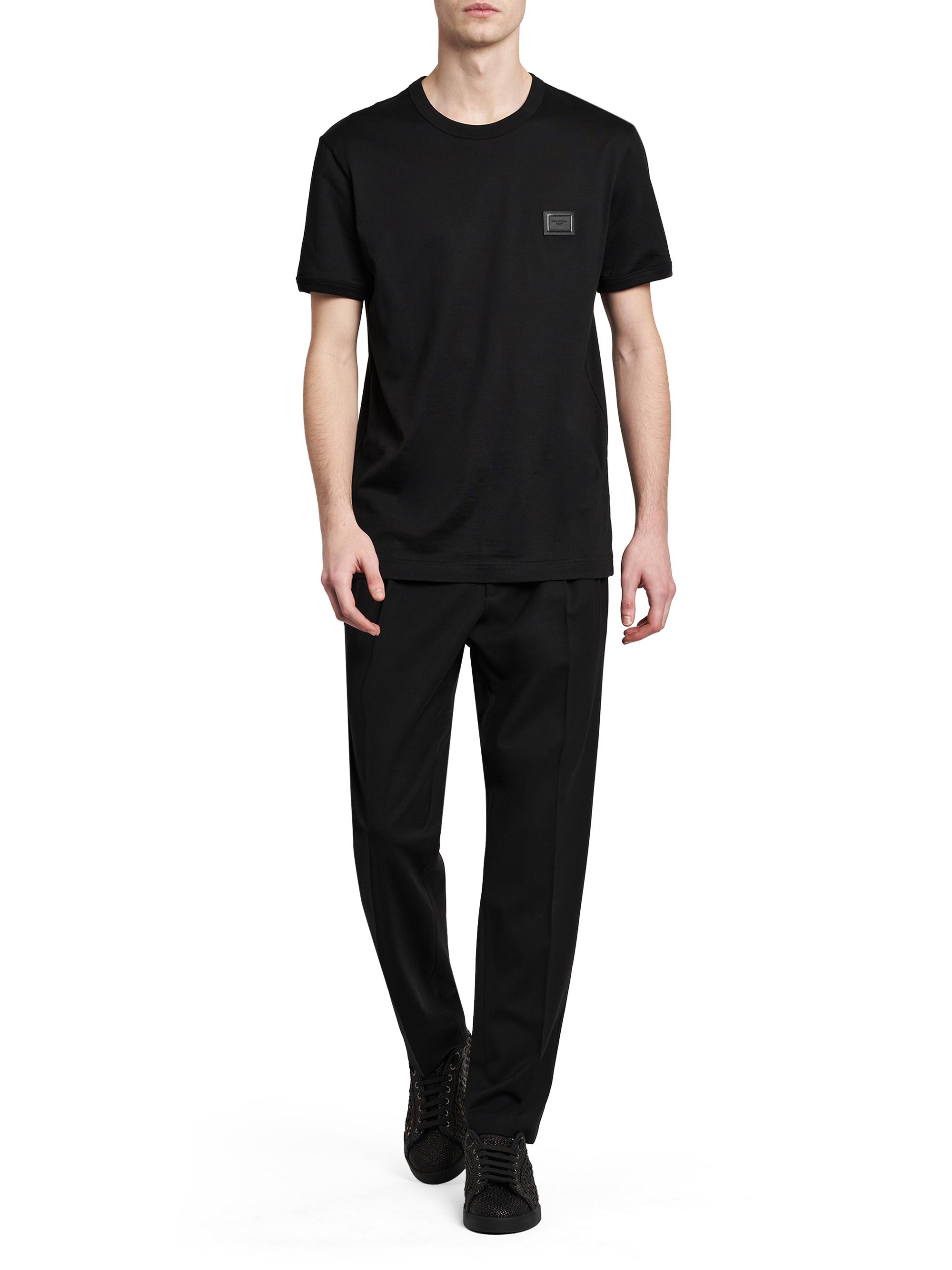 Dolce & Gabbana Men's Logo Patch Cotton T-Shirt - Nero | Thumbnail 2
