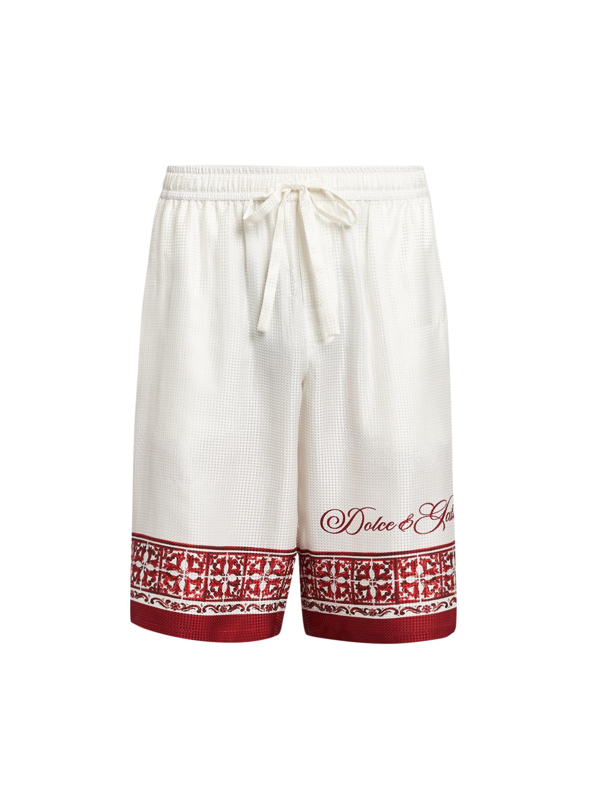 Dolce & Gabbana Men's Jacquard Silk Twill Shorts - Maiolica Rubino