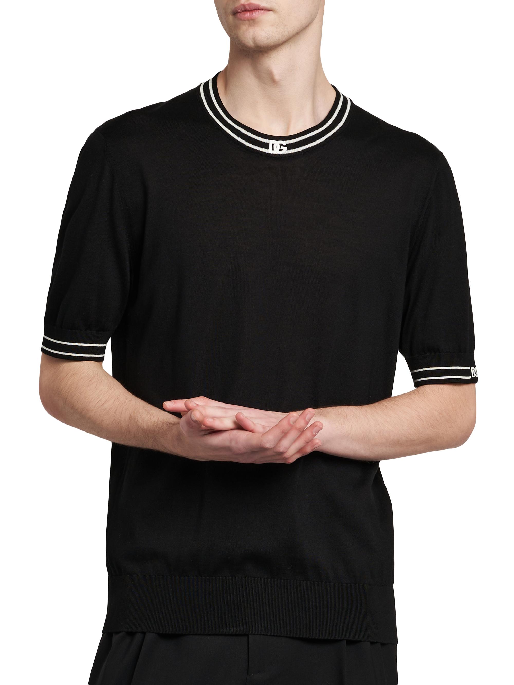 Dolce & Gabbana Men's Nero Logo Silk T-Shirt - Nero | Thumbnail 3