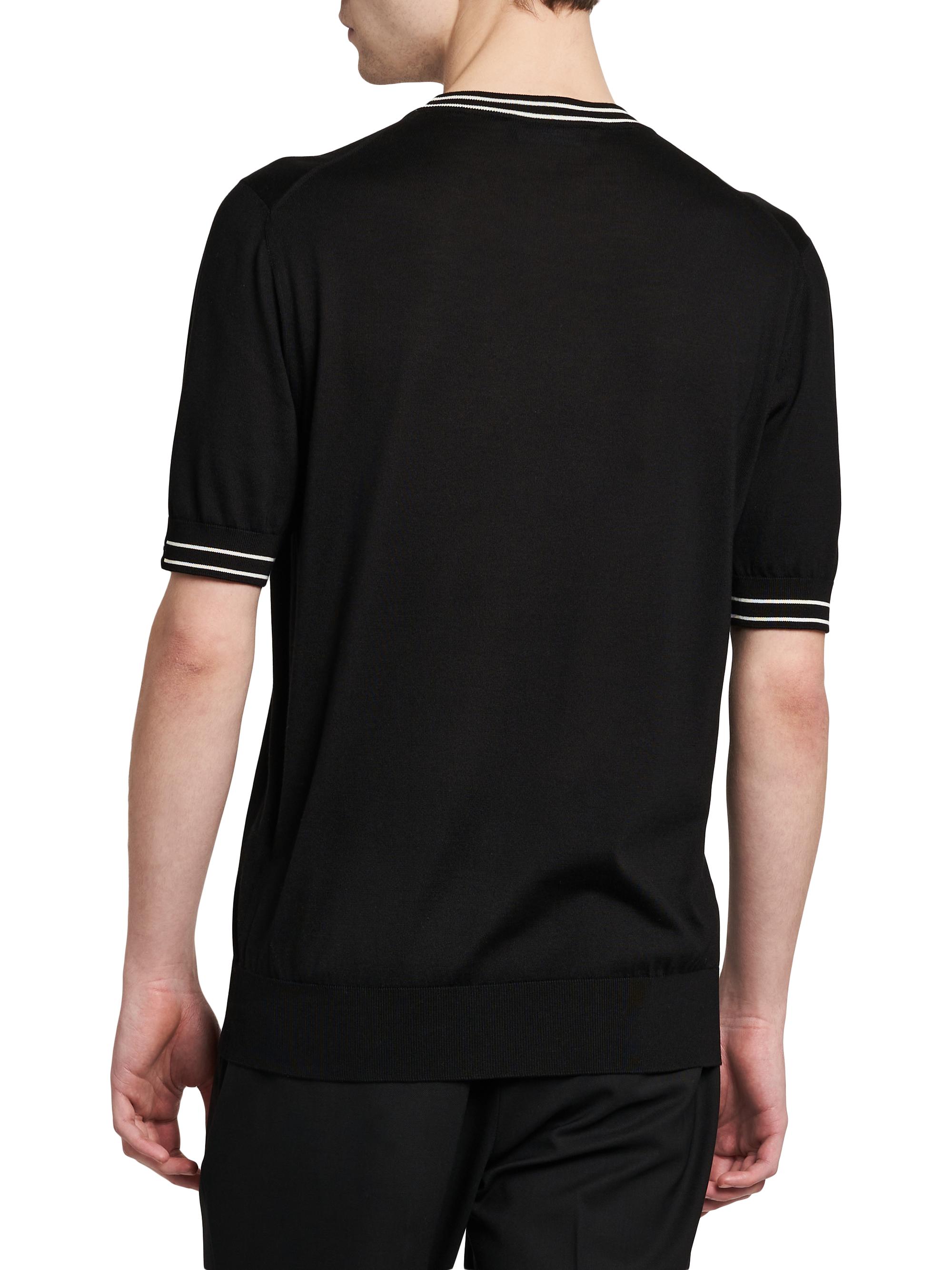 Dolce & Gabbana Men's Nero Logo Silk T-Shirt - Nero | Thumbnail 5