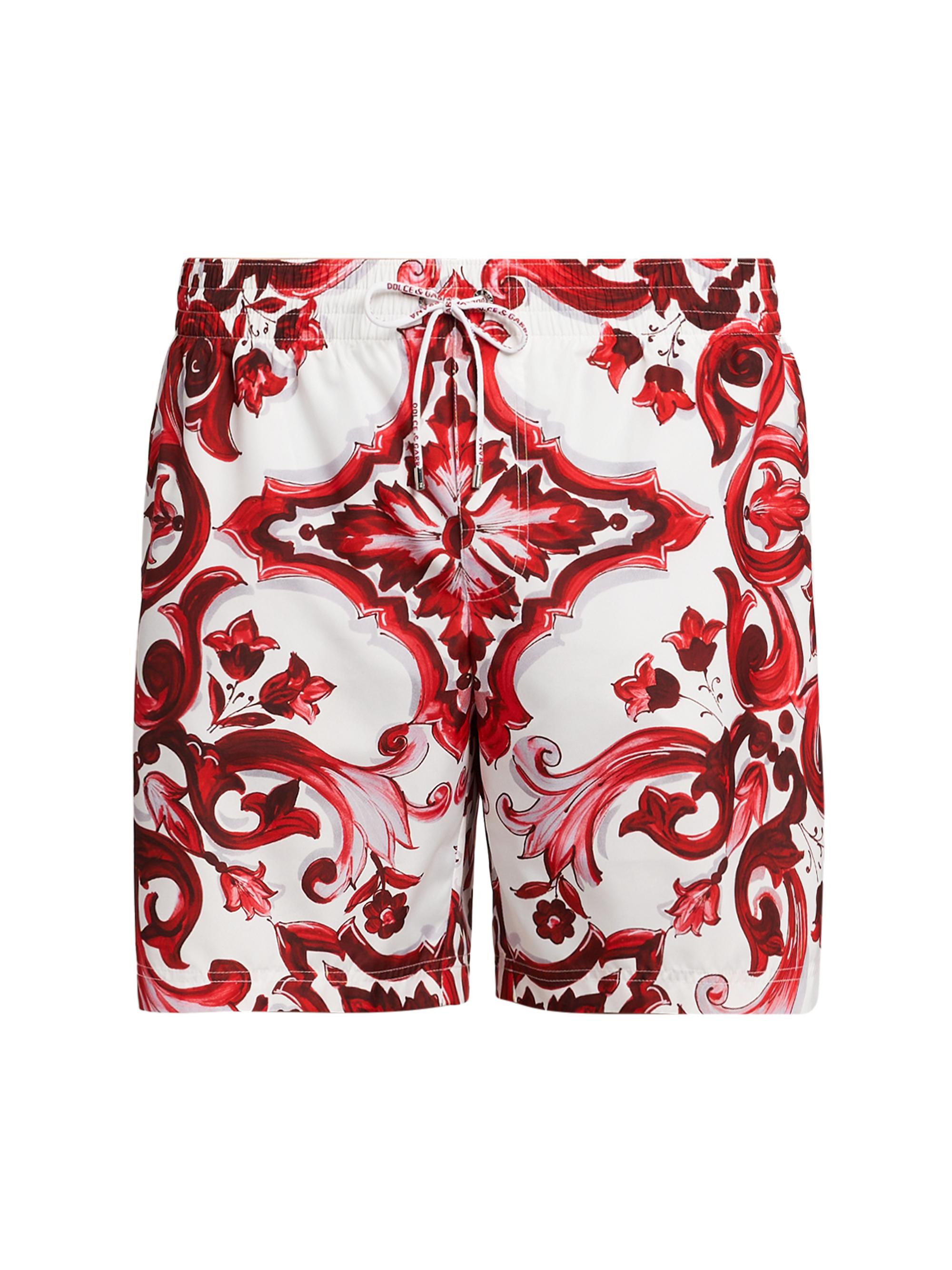 Dolce & Gabbana Men's Majolica Drawstring Swim Trunks - Maiolica Rubino | Thumbnail 7