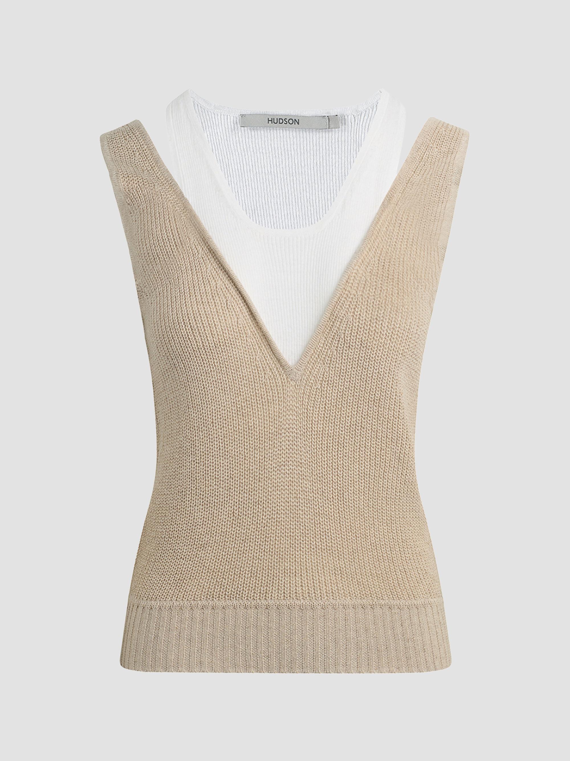 Hudson Jeans Women's Layered Sweater Tank - Oatmeal