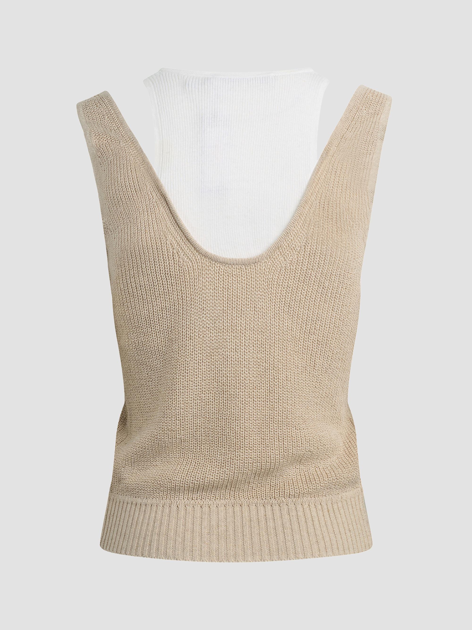 Hudson Jeans Women's Layered Sweater Tank - Oatmeal | Thumbnail 3