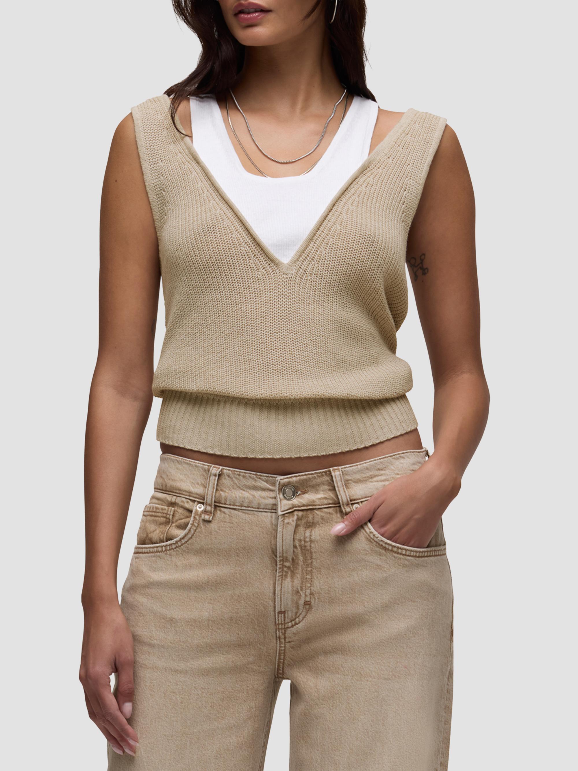Hudson Jeans Women's Layered Sweater Tank - Oatmeal | Thumbnail 4