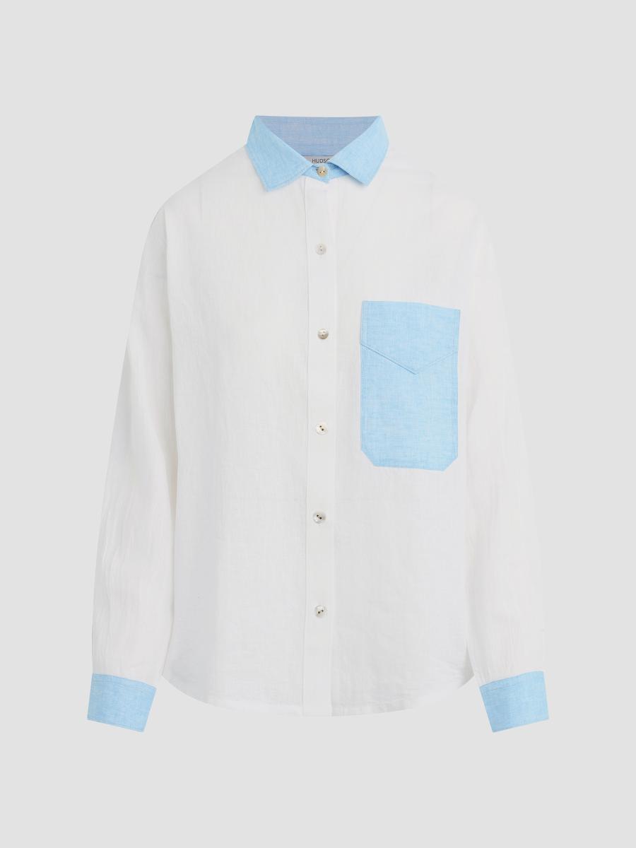 Hudson Women's Oversized Linen-button-up Shirt In White