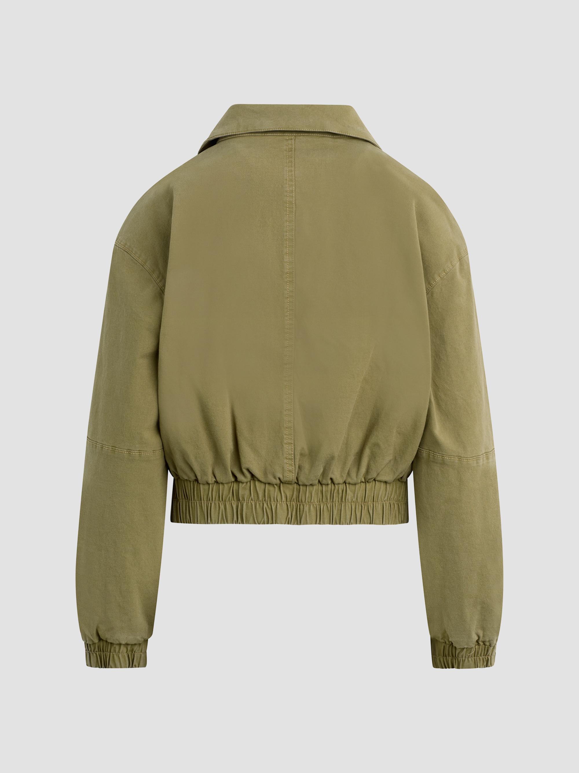 Hudson Jeans Women's Sporty Cotton-Blend Bomber Jacket - Dried Herb | Thumbnail 2