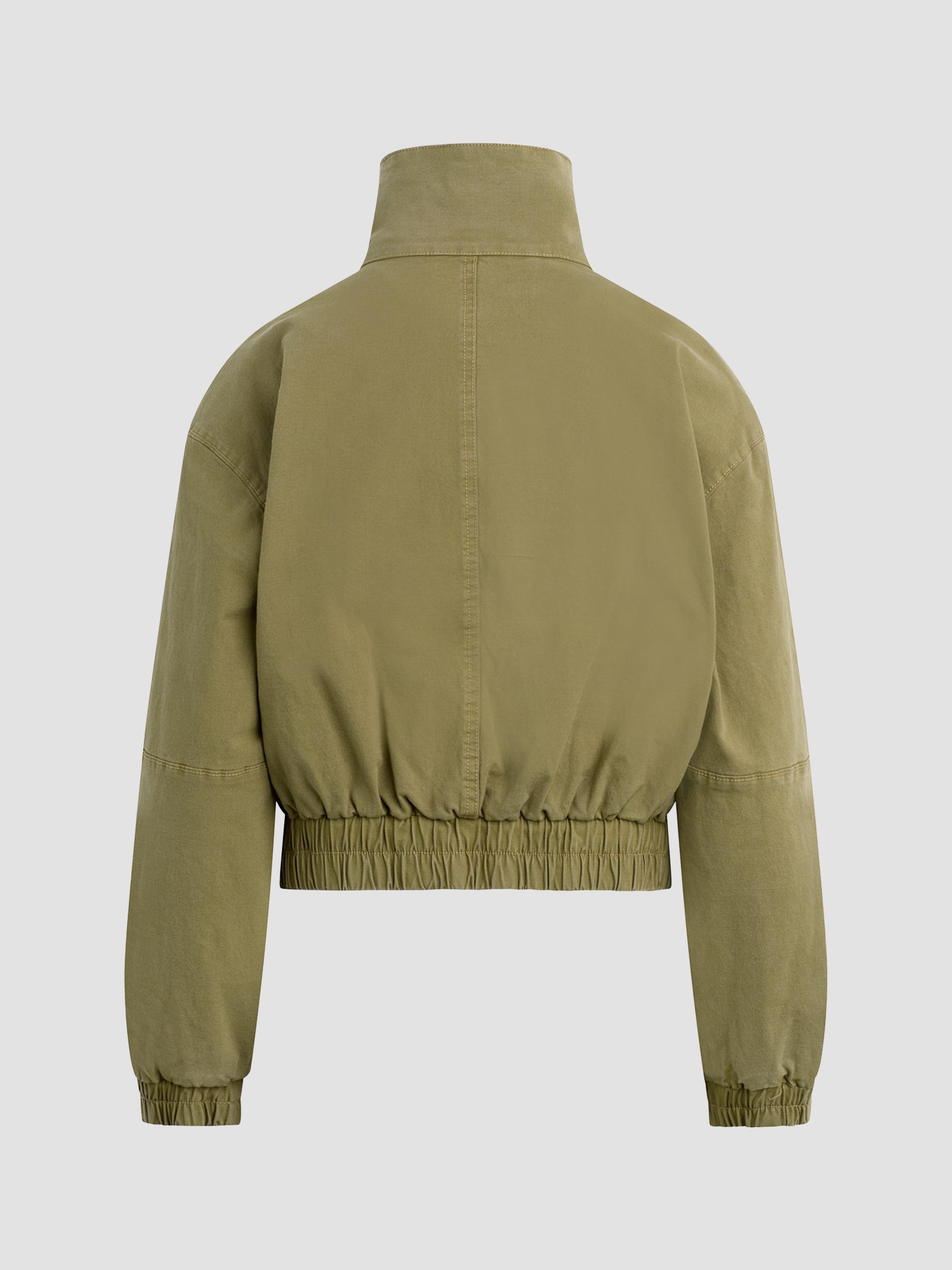 Hudson Jeans Women's Sporty Cotton-Blend Bomber Jacket - Dried Herb | Thumbnail 4